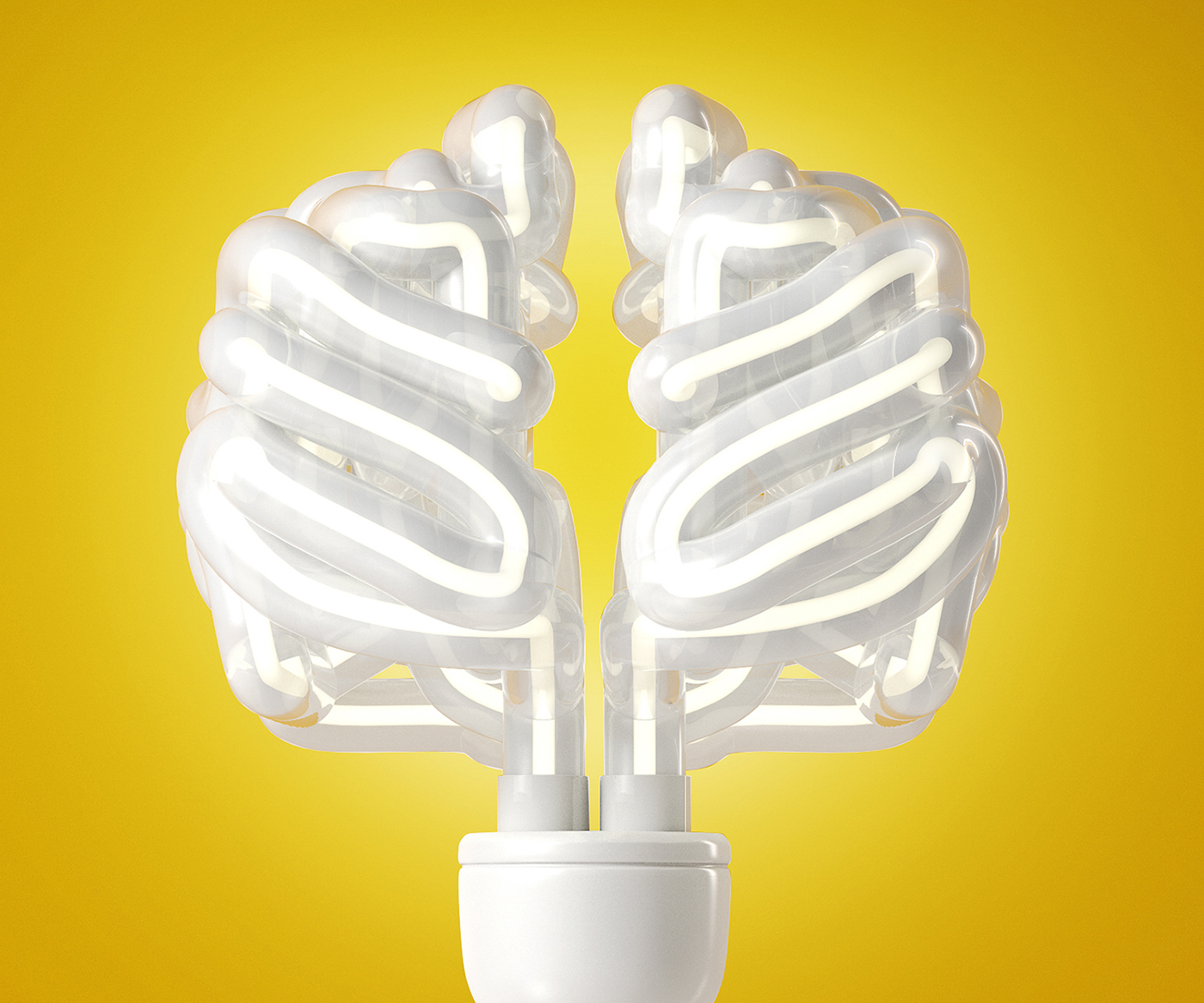 brain editorial artwork CGI CG 3D cinema 4d fortune magazine bulb electricity app