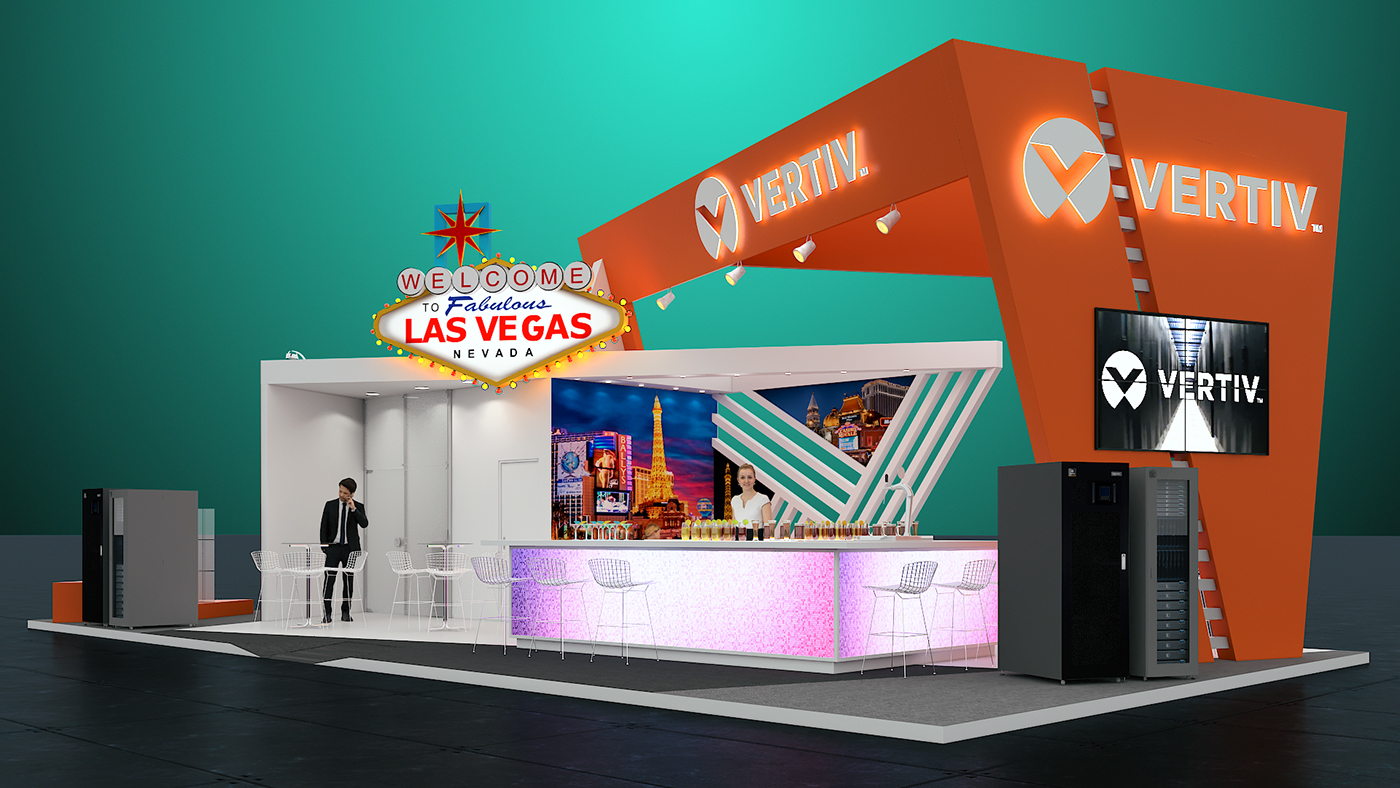 Vertiv netcom Exhibition Design  Stand design THAIS MORAIS