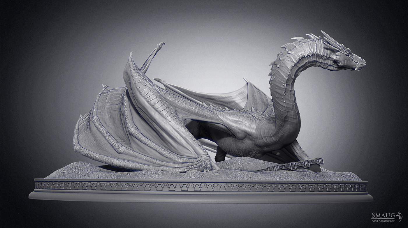 smaug dragon hobbit 3d printing figure Digital Sculpting LOTR fantasy