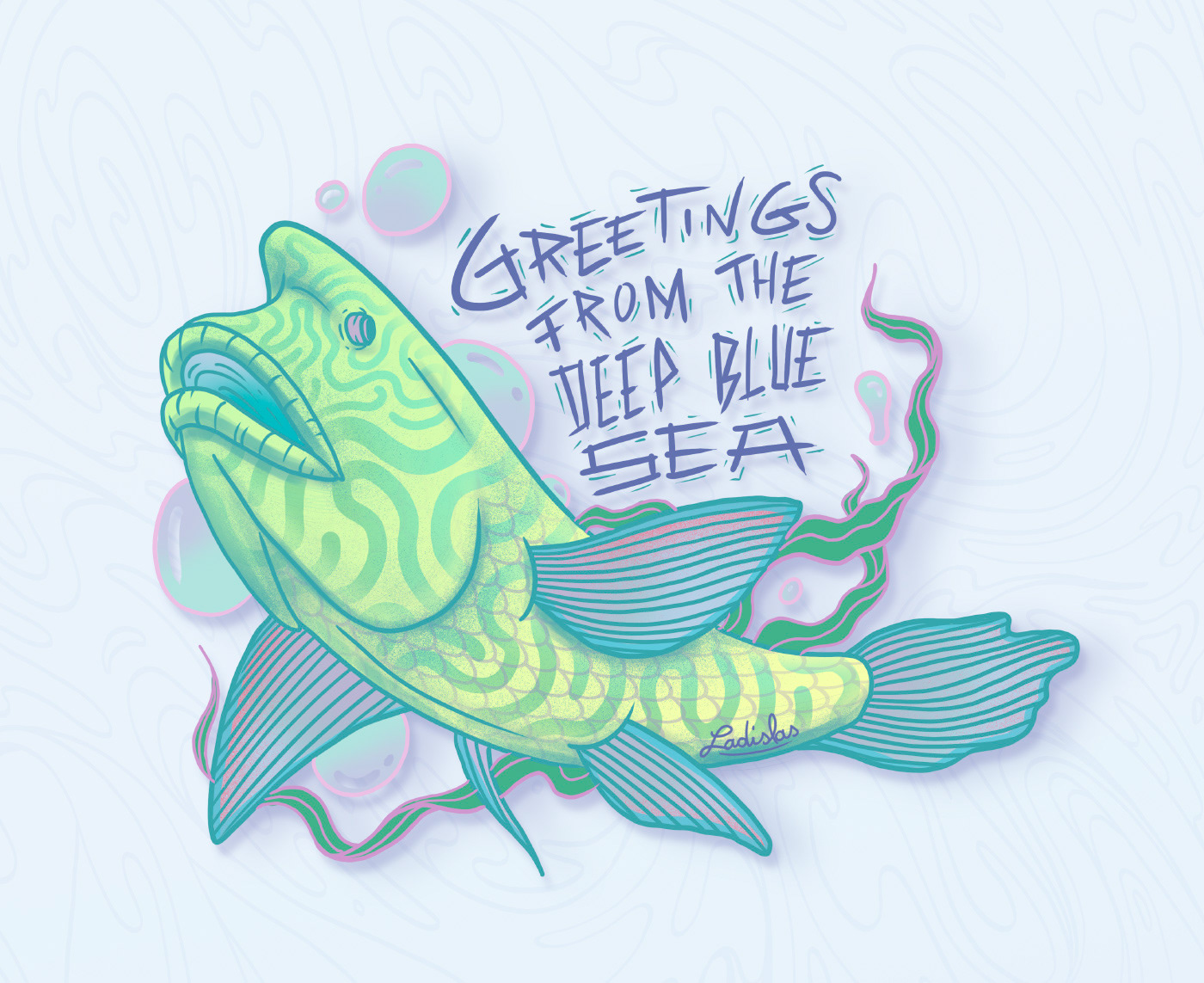 colorful Digital Art  digital painting Drawing  Ecology ILLUSTRATION  ladislas Ocean sketch stickers