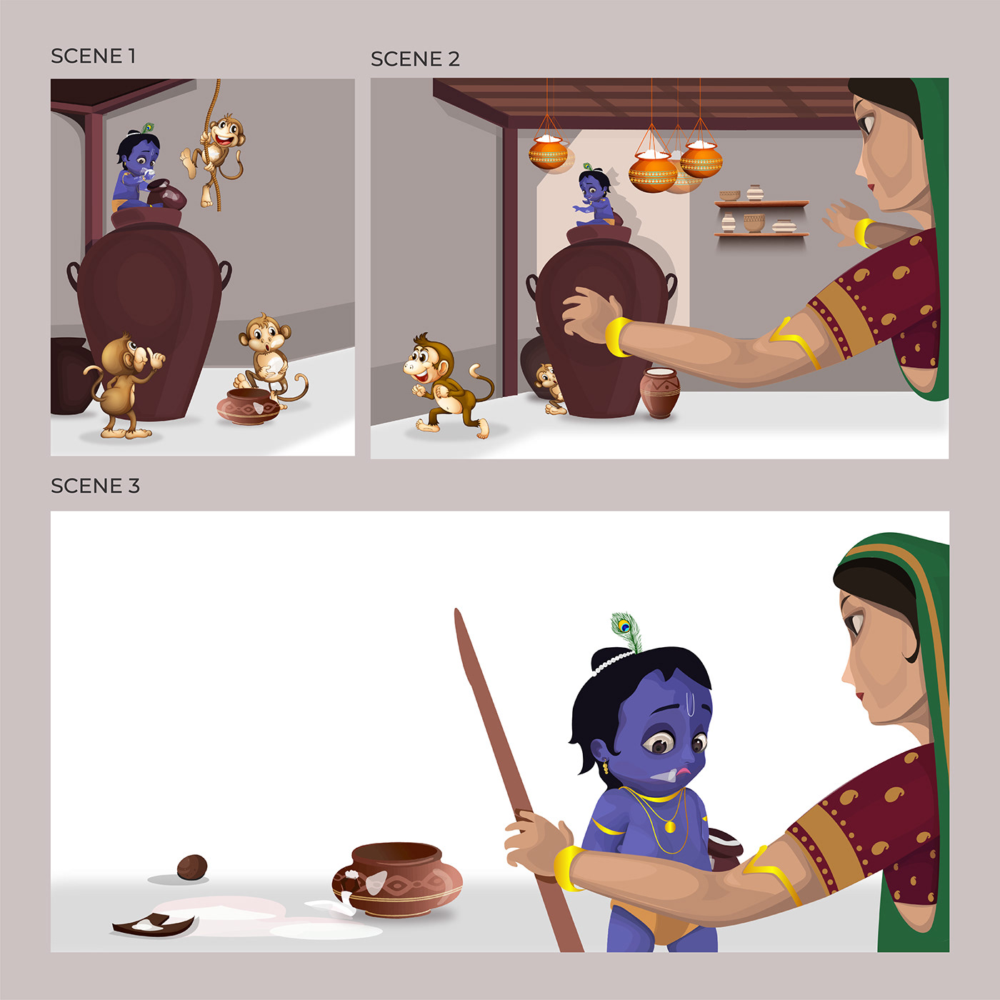 Idiom Illustration ILLUSTRATION  krishna Story telling