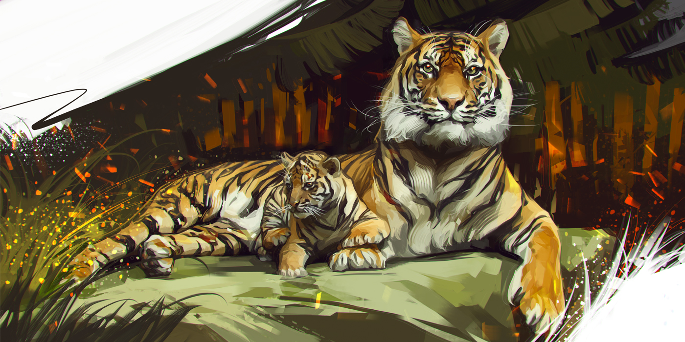animals big cats art Drawing  wild strong tiger annual report Nature
