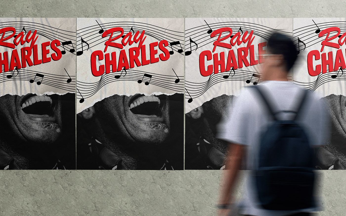 poster Ray Charles Piano music typography   Poster Design