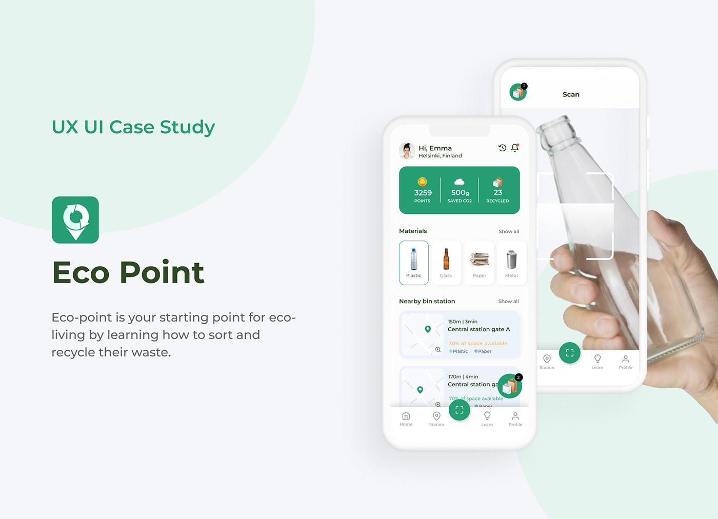 Case Study environment Mobile app portfolio recycle research ui design ux/ui recycling Sustainability