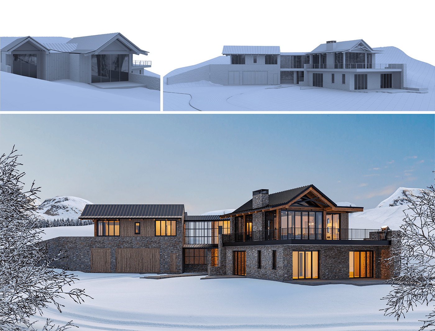 3ds max architecture archviz CGI corona renderer exterior interior design  Render visualization winter