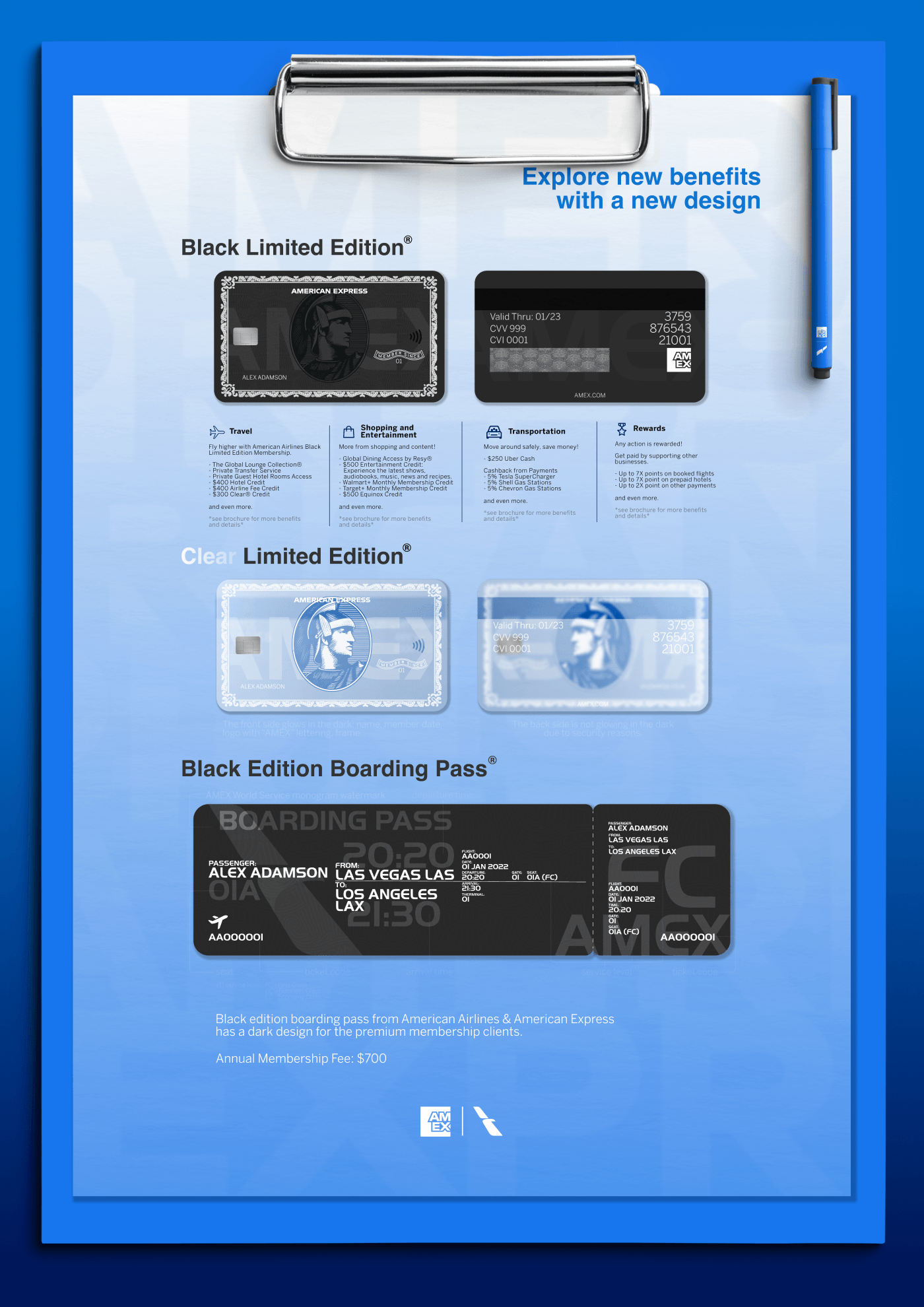 American Airlines American Express AMEX Bank card concept debit design Platinum redesign