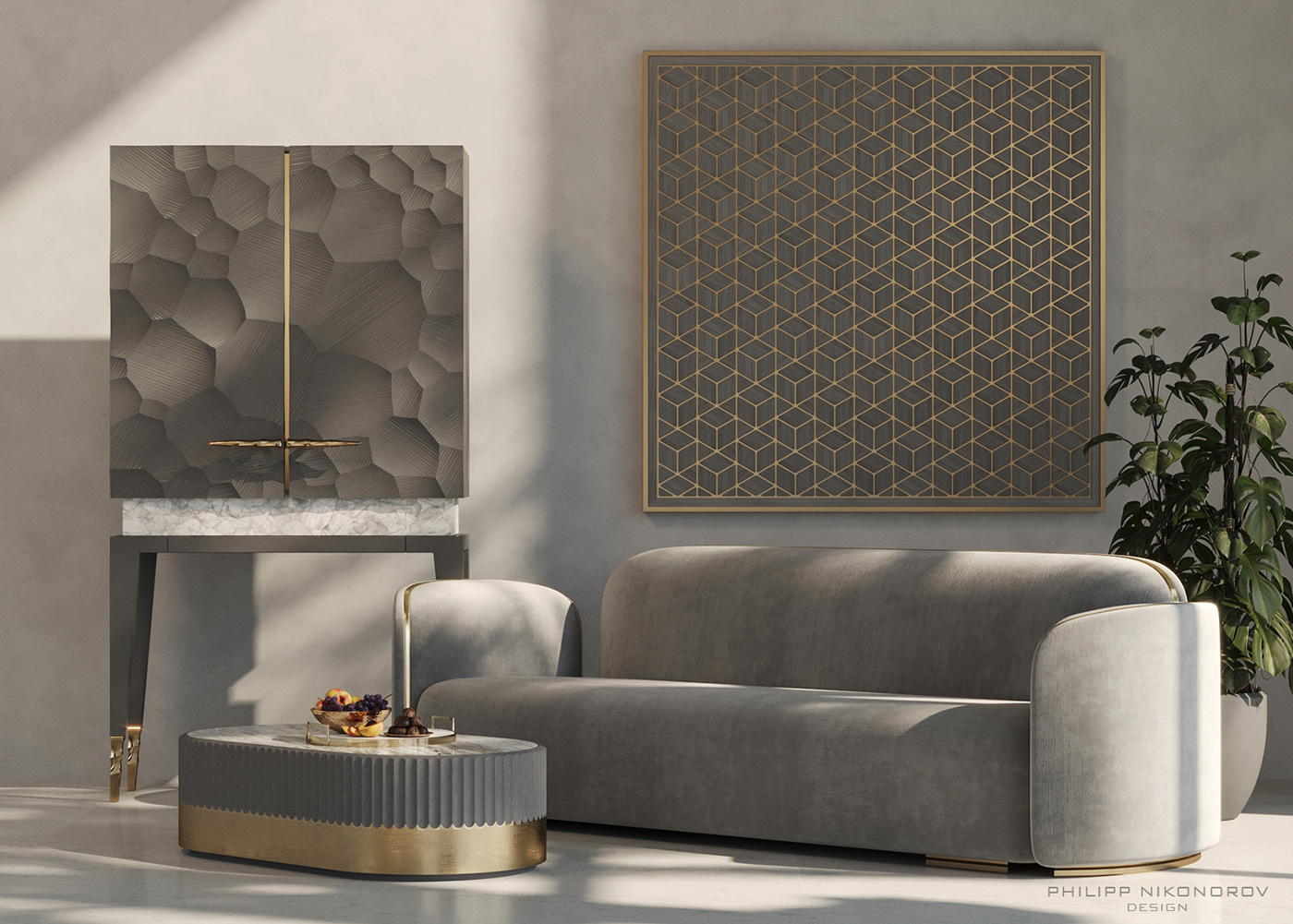 architecture artwork corona furniture design  geometric interior design  polygone Render triangle visualization