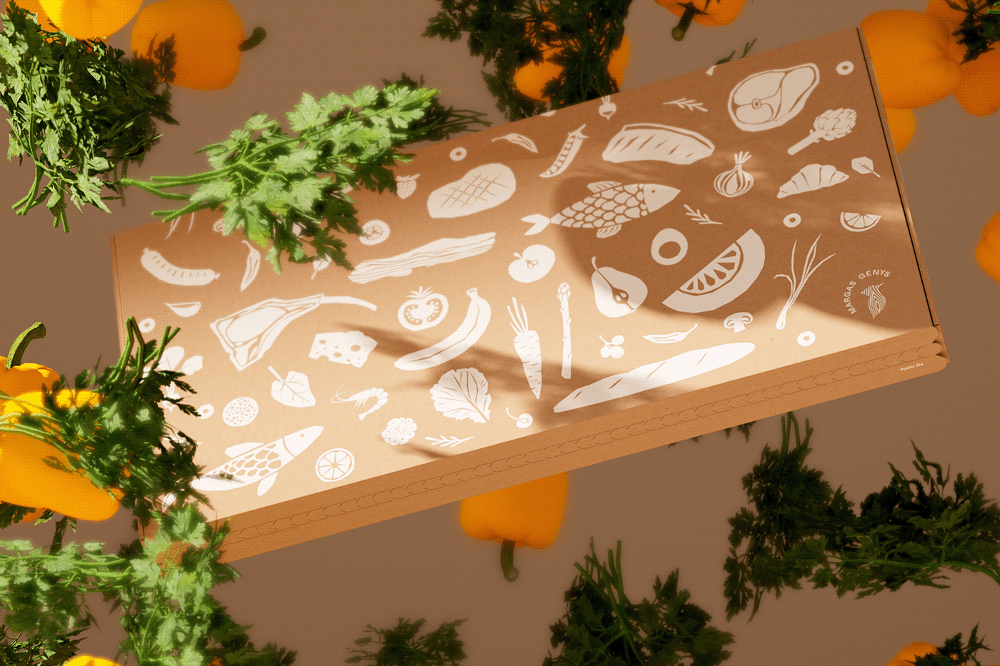 cutting board kitchen vegetables Food  3d modeling packaging design graphic design  cardboard Mockup flat illustration