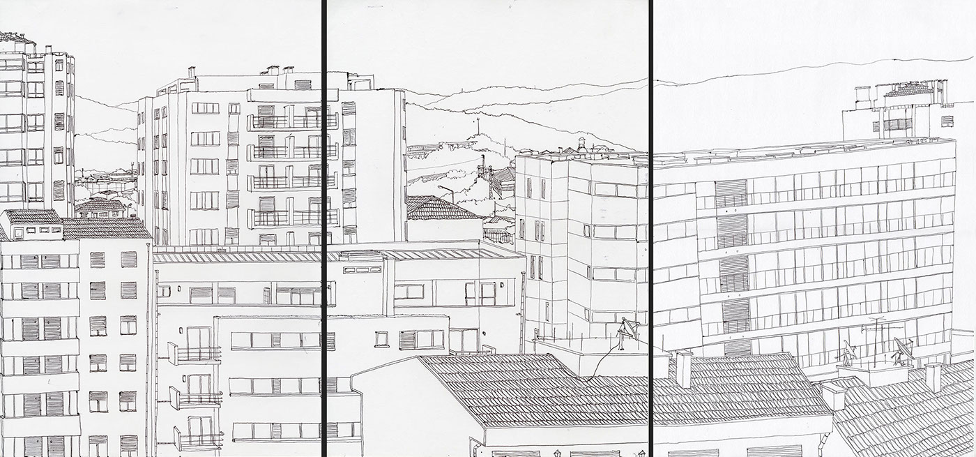 Drawing  Landscape Urban buildings architecture pen drawing desenho Paisagem urbano cityscape