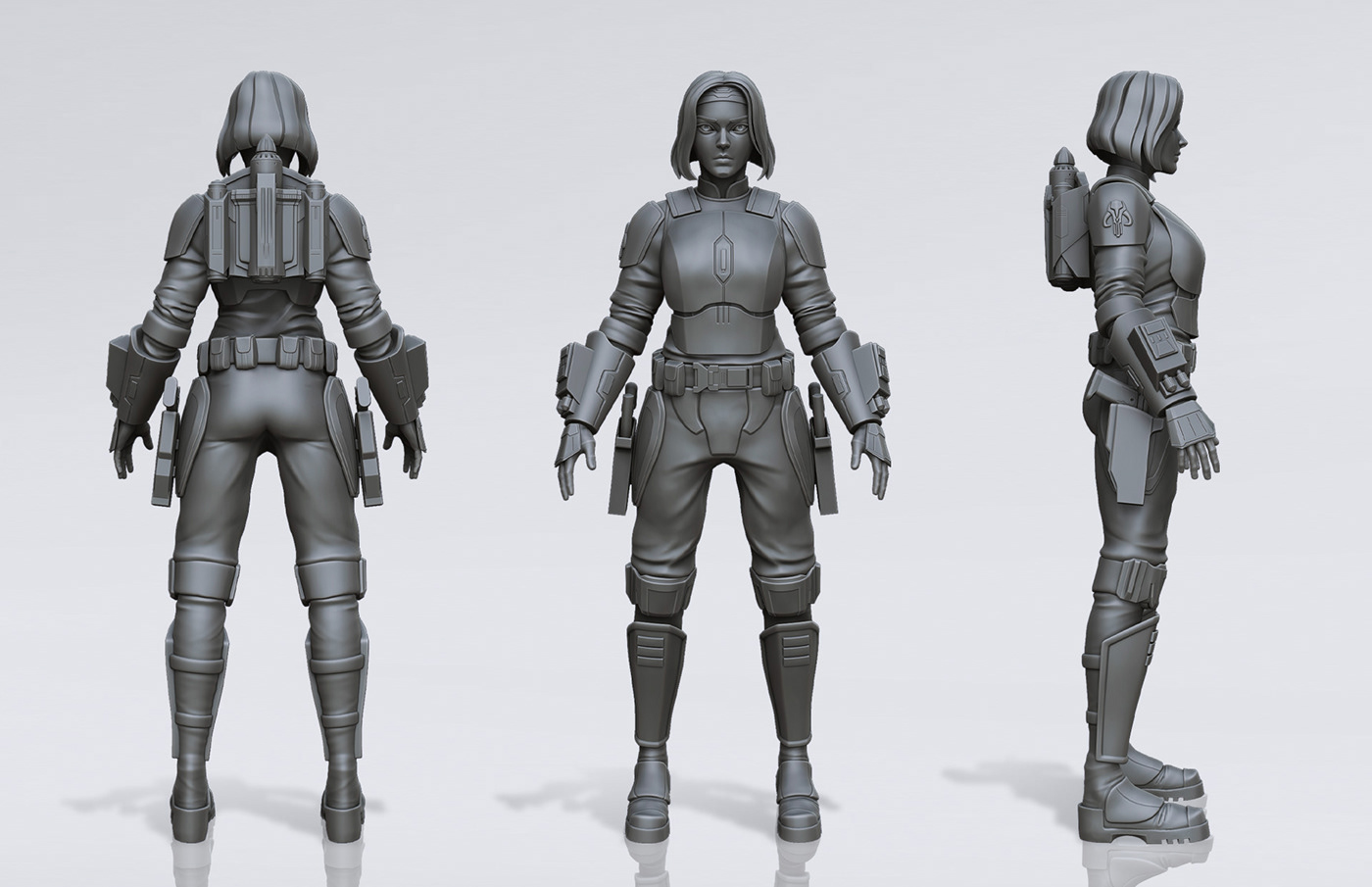 Digital Art  digital 3d Fan Art star wars Bo Katan mandalorian 3d sculpting stylized Sci Fi character modeling