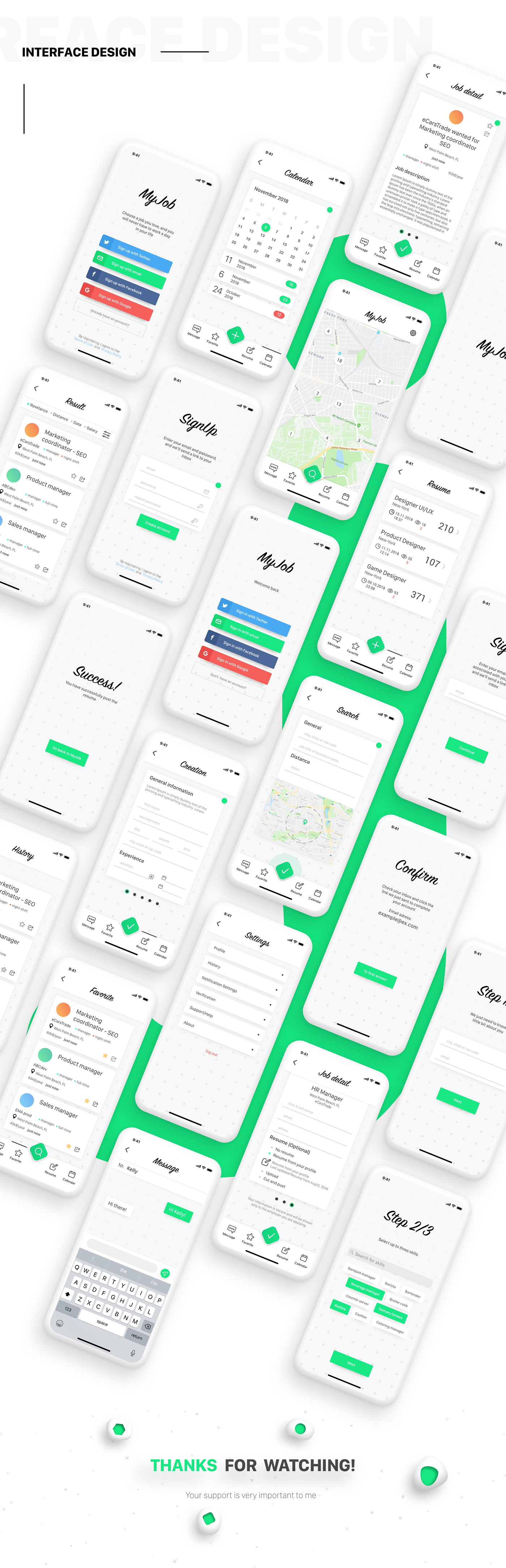 UI ux landing app concept job design clean mobileapp userflow