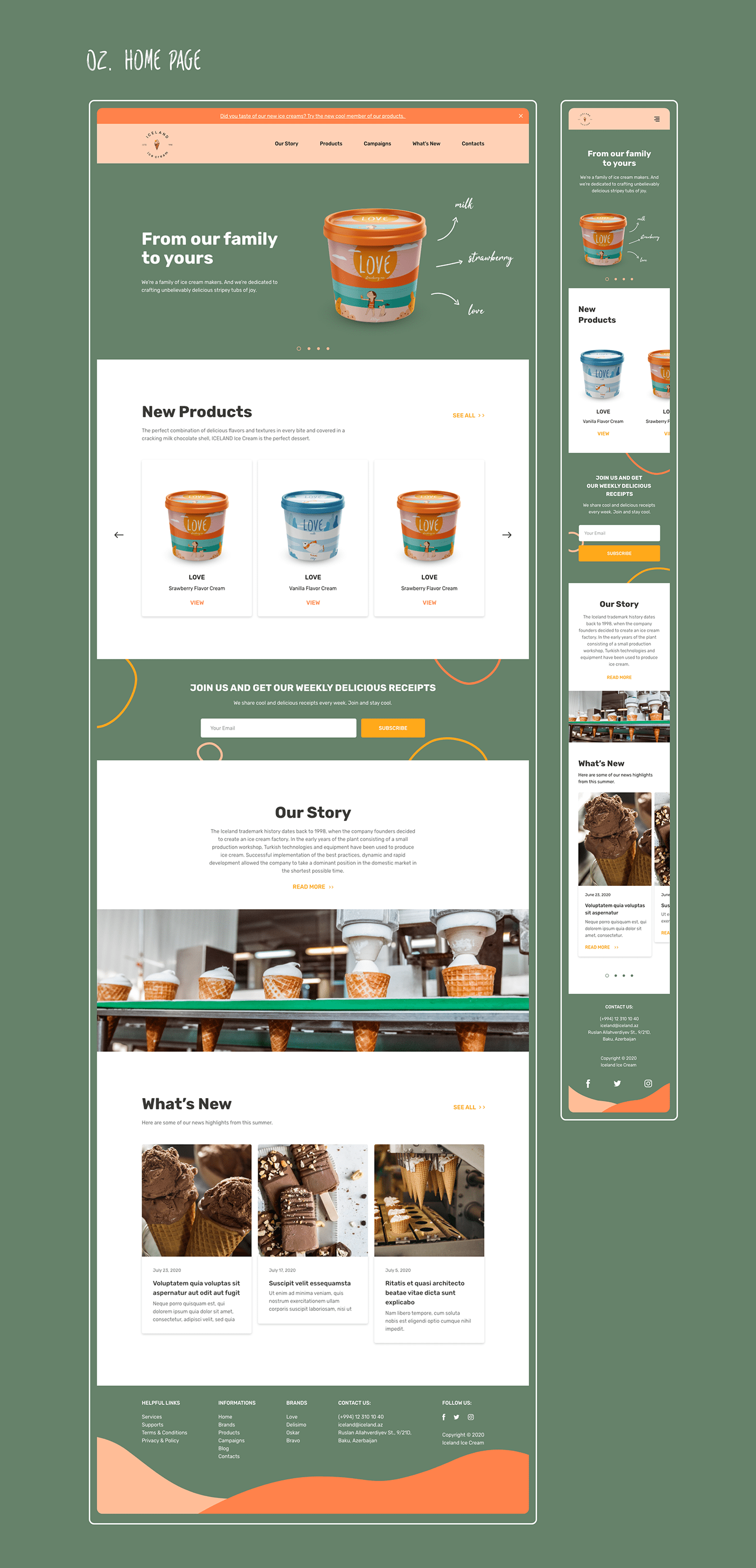 ice cream online store Packaging poster Responsive UI ux Web Web Design  Website