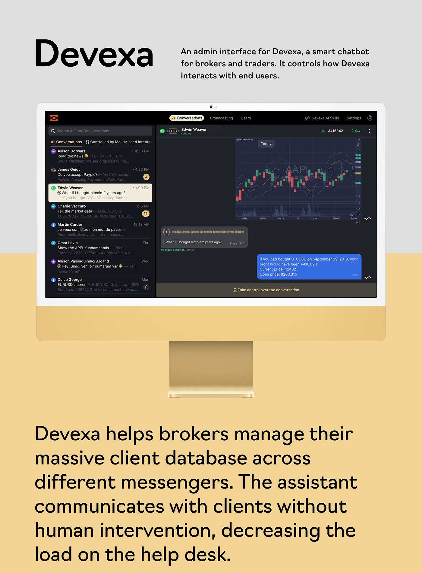 ai artificial intelligence chart Chatbot finance Fintech trading dark dark theme UI/UX