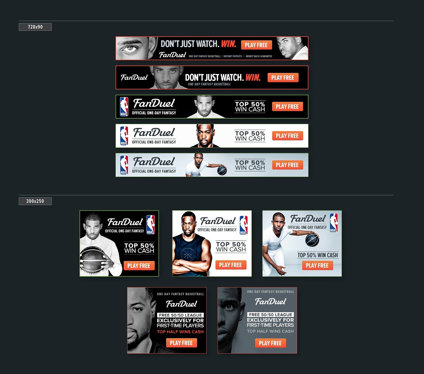 digital Display ESPN nfl NBA FanDuel fantasy sports sports dfs football basketball banners takeovers roadblocks ads