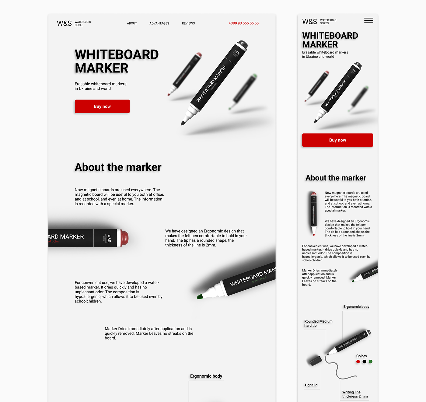 3D blender concept design landing page logo Marker markers Web Design  White whiteboard