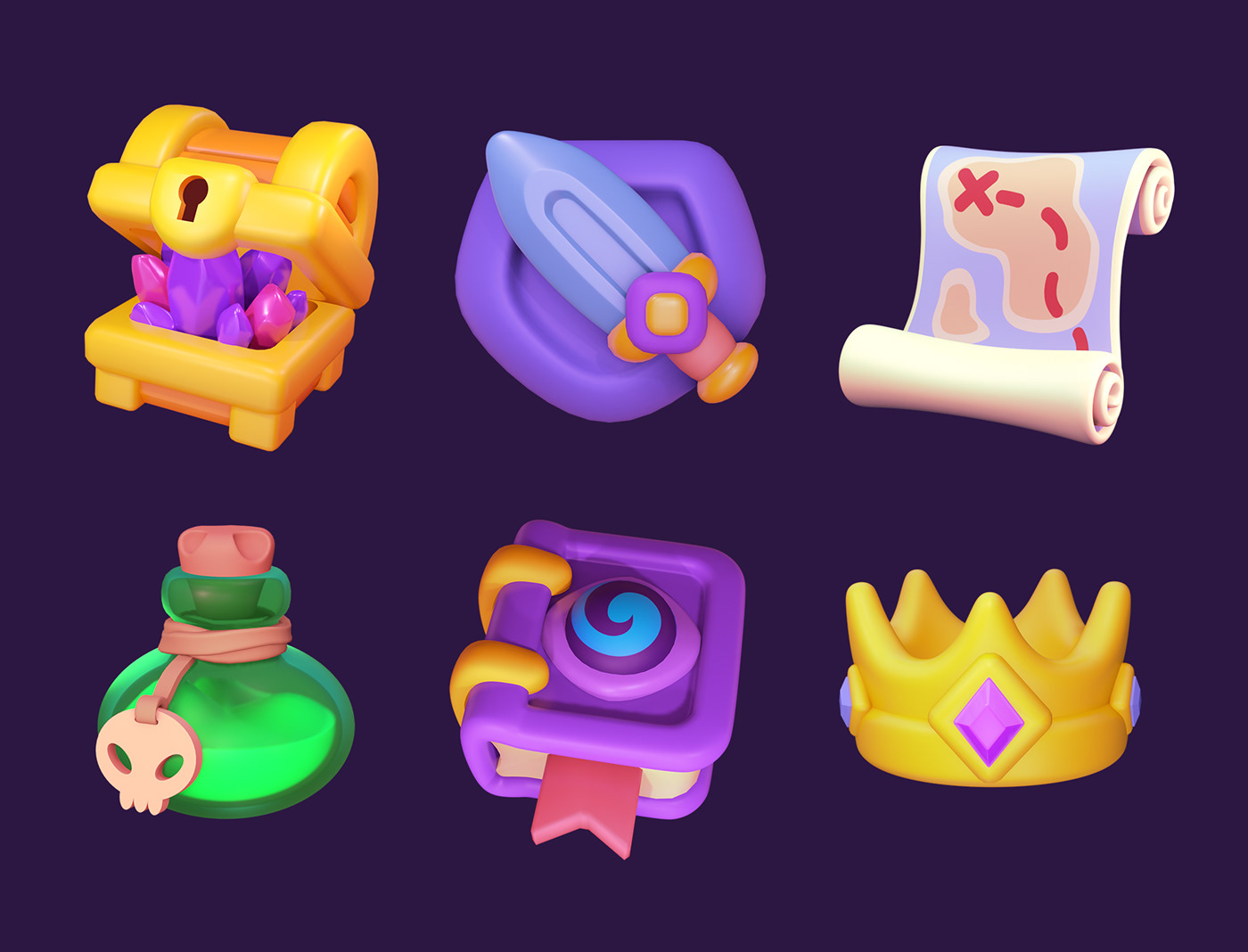 Game Art props 3D cartoon stylized icons