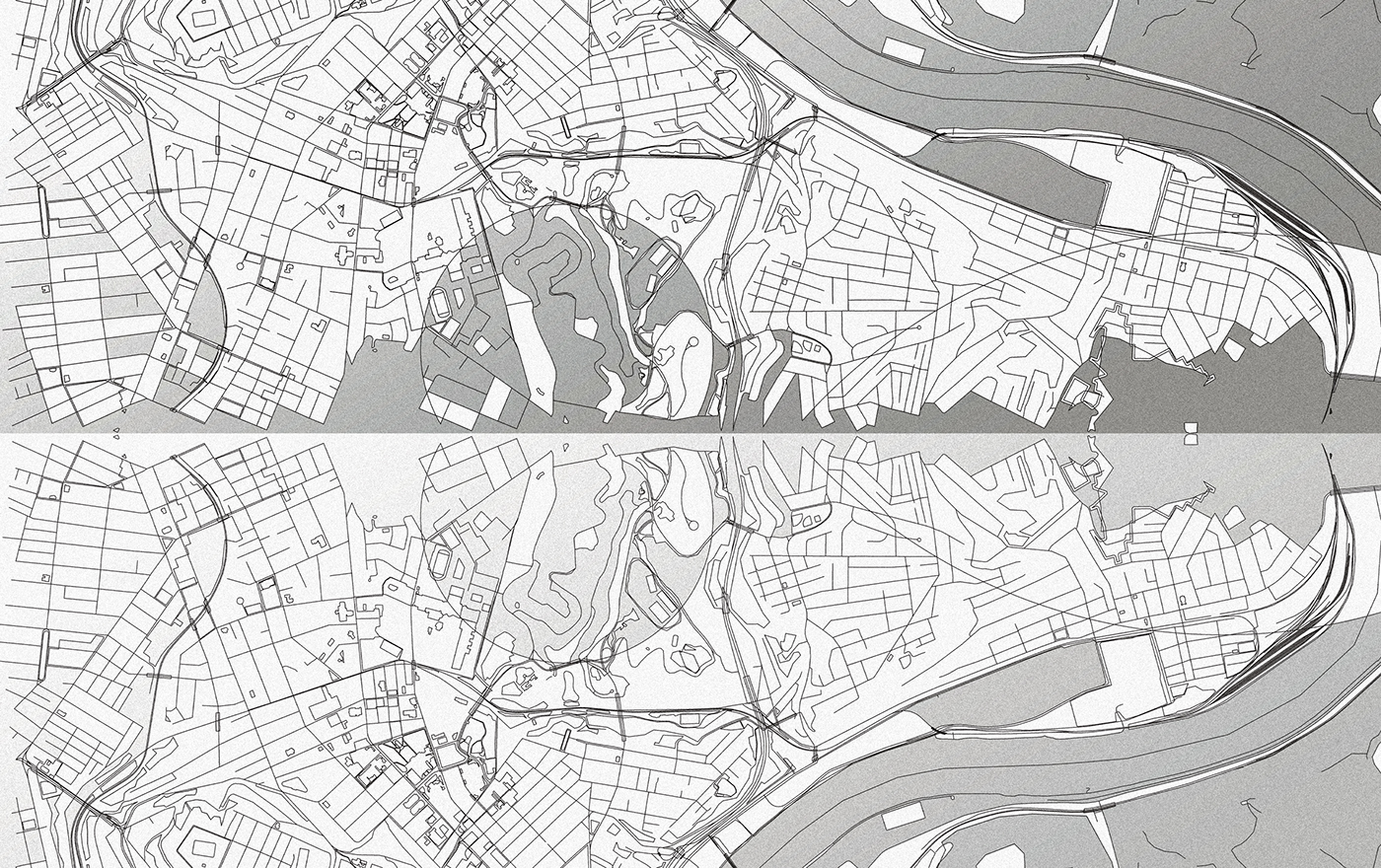 map Drawing  visual art Digital Art  Urban city abstract minimalist motion graphics  line art