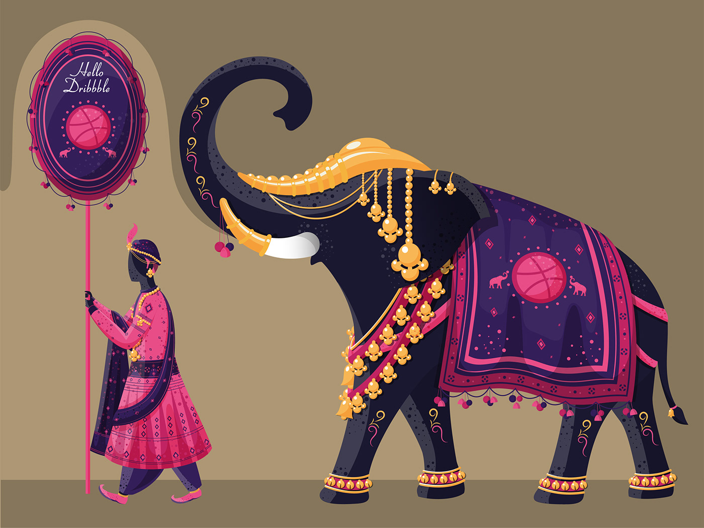 Character Characters Design elephant graphics India king