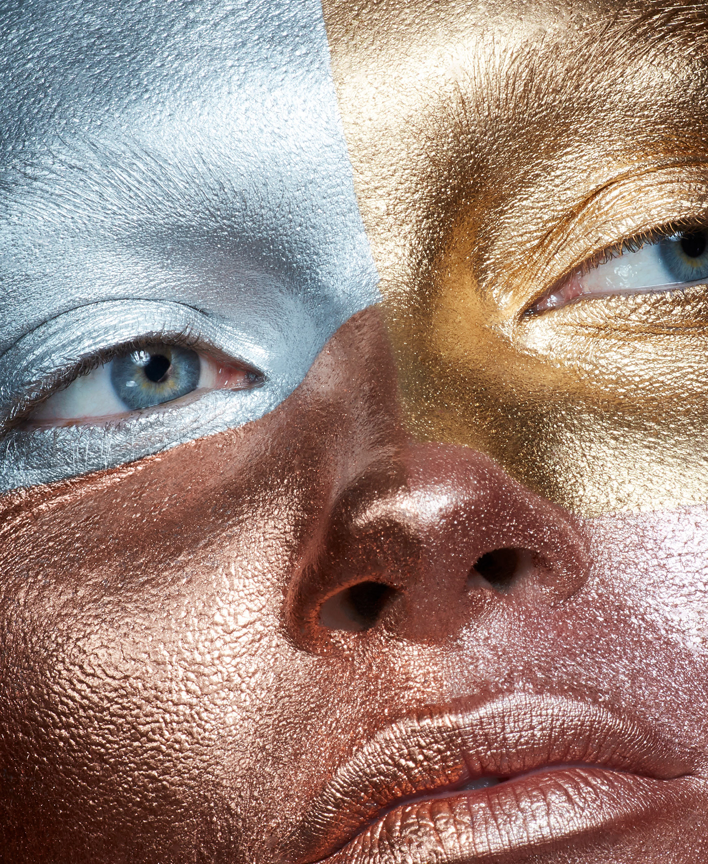 beauty metallic skin face closeup Glitter makeup