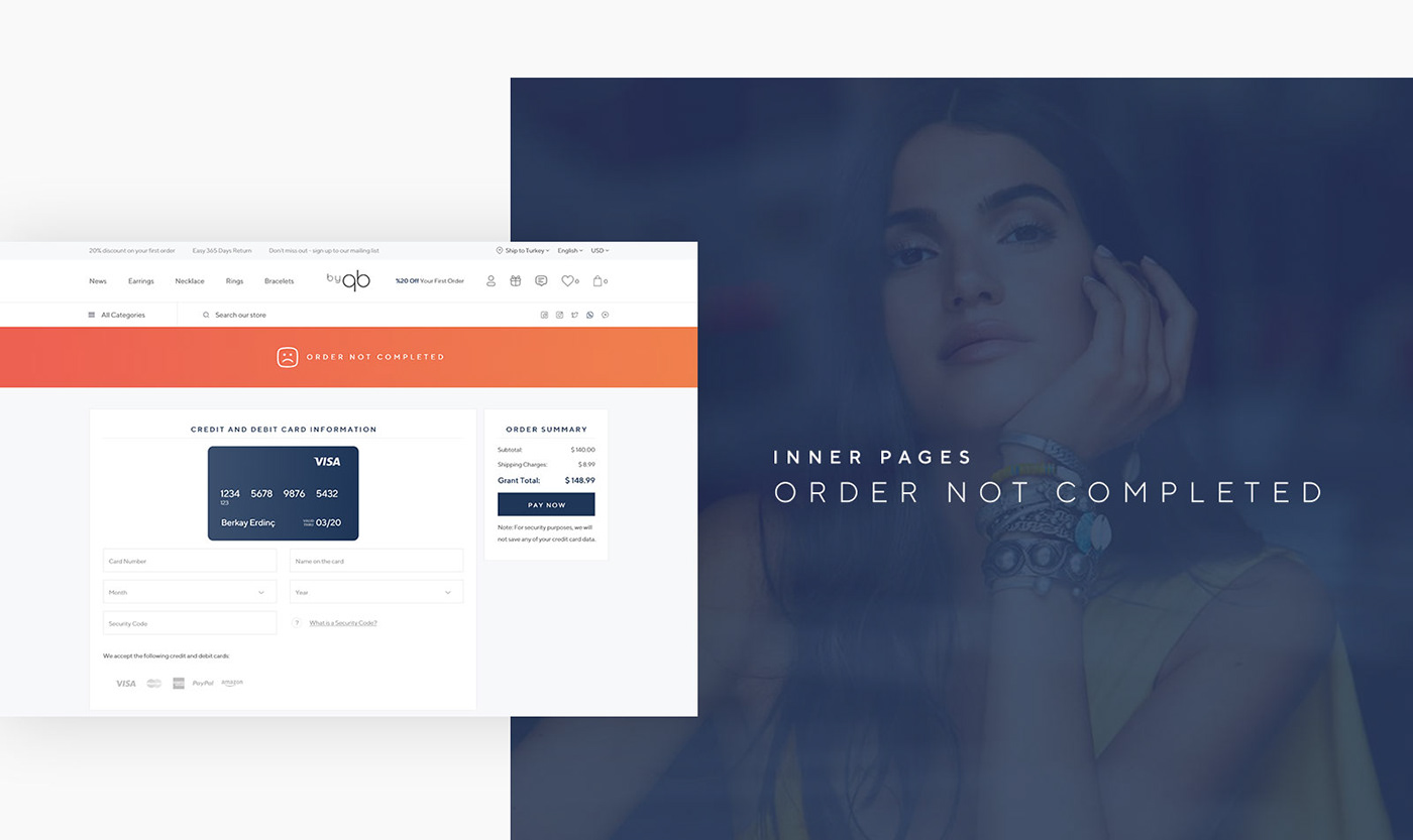 jewelry delivery store e-commerce online store shop Web Design  UI ux Adobe XD