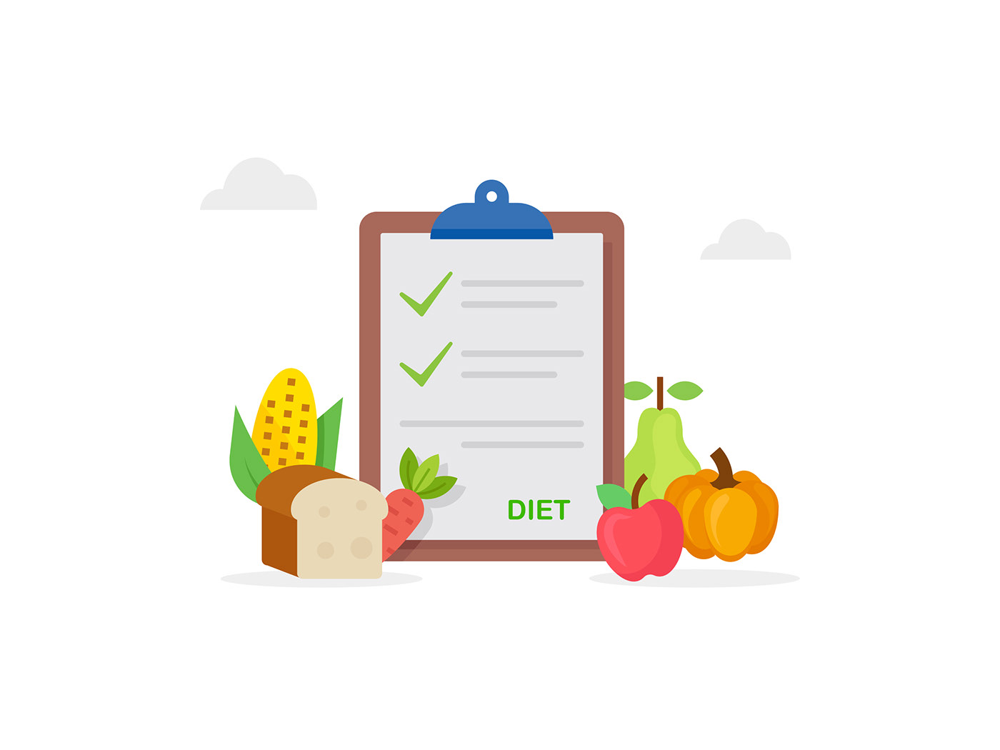 checklist clipboard cutlery design diet planning dish Food  fruits healthy vegetables