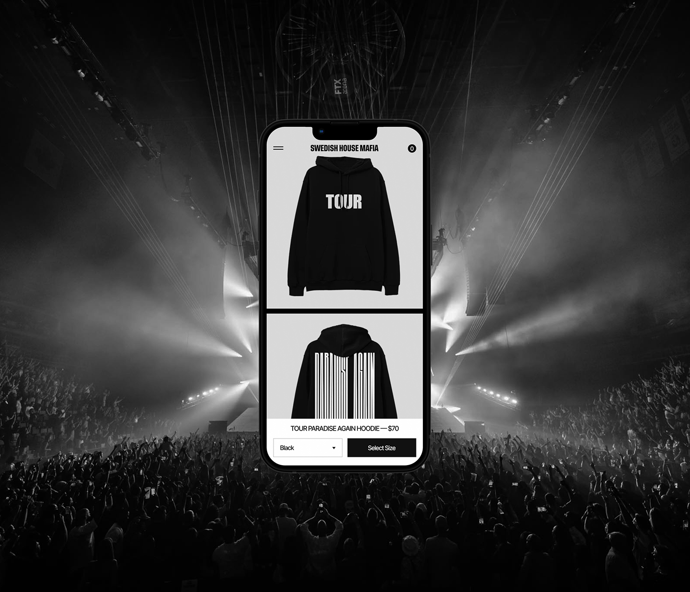 Swedish House Mafia Website Redesign. Product Page. Mobile.