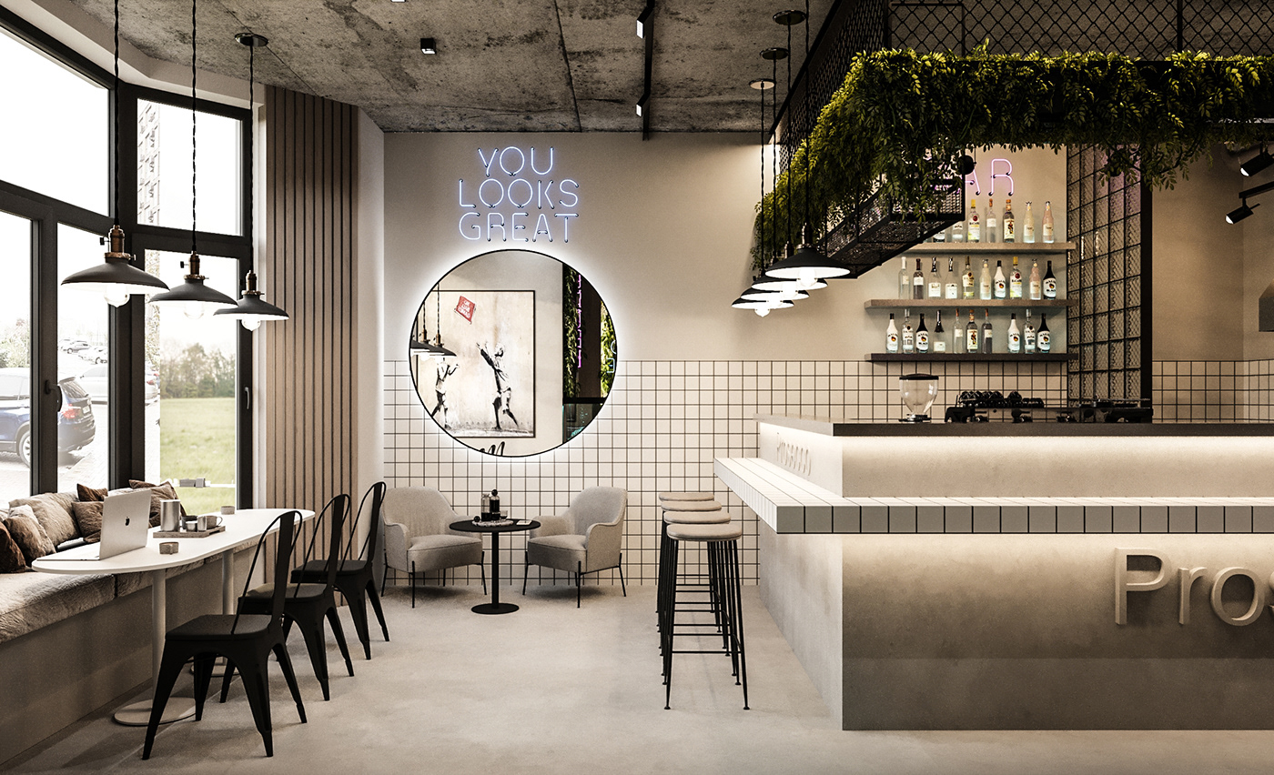 art bar cafe design Interior LOFT modern Prosecco restaurant