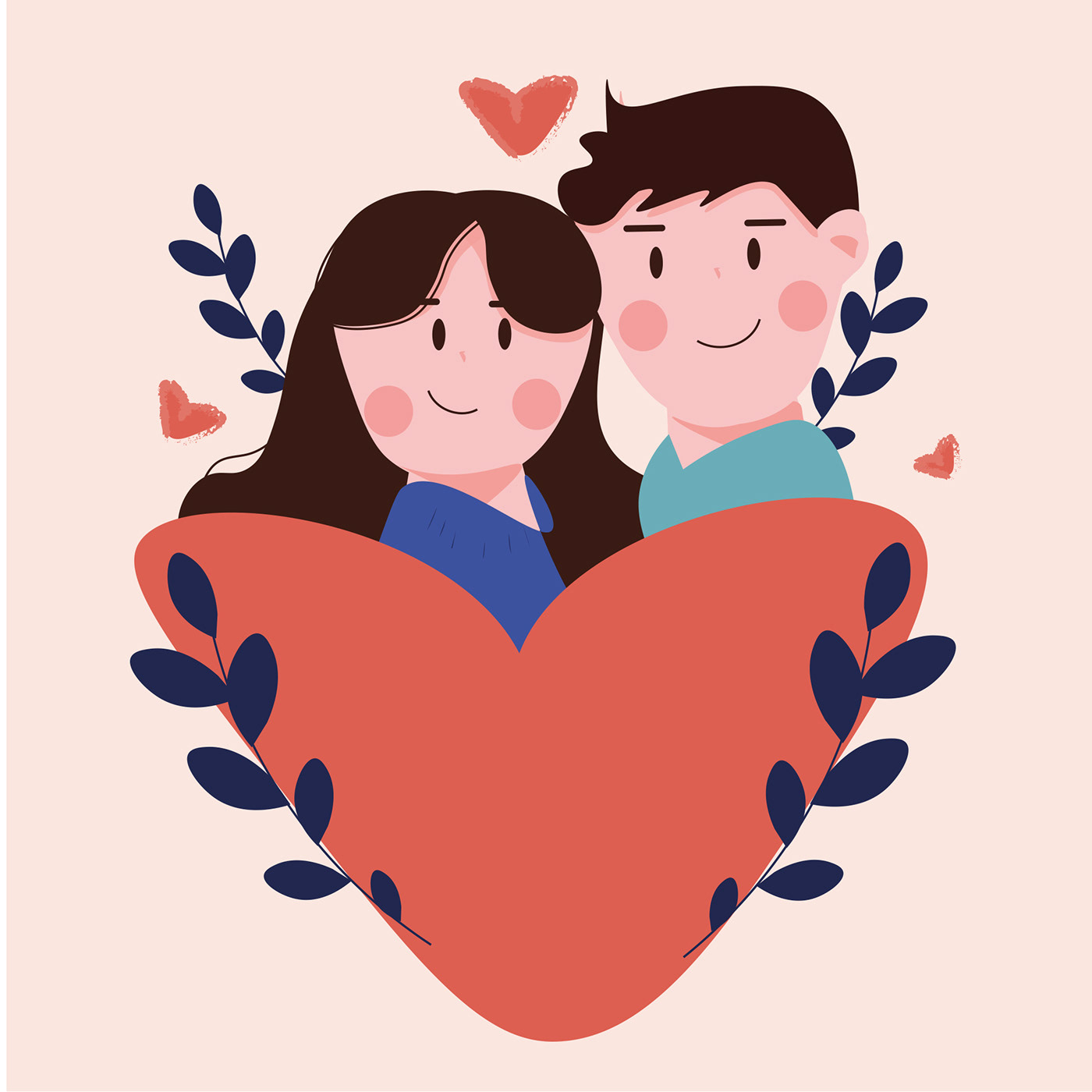 vector Valentine's Day couple Love cute digital illustration adobe illustrator heart valentine