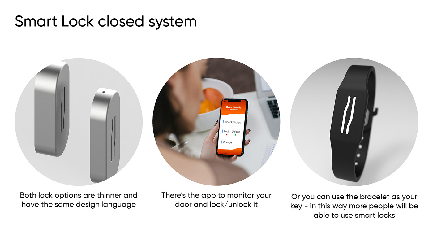app design industrial design  Door handle smart lock wireless charging long range
