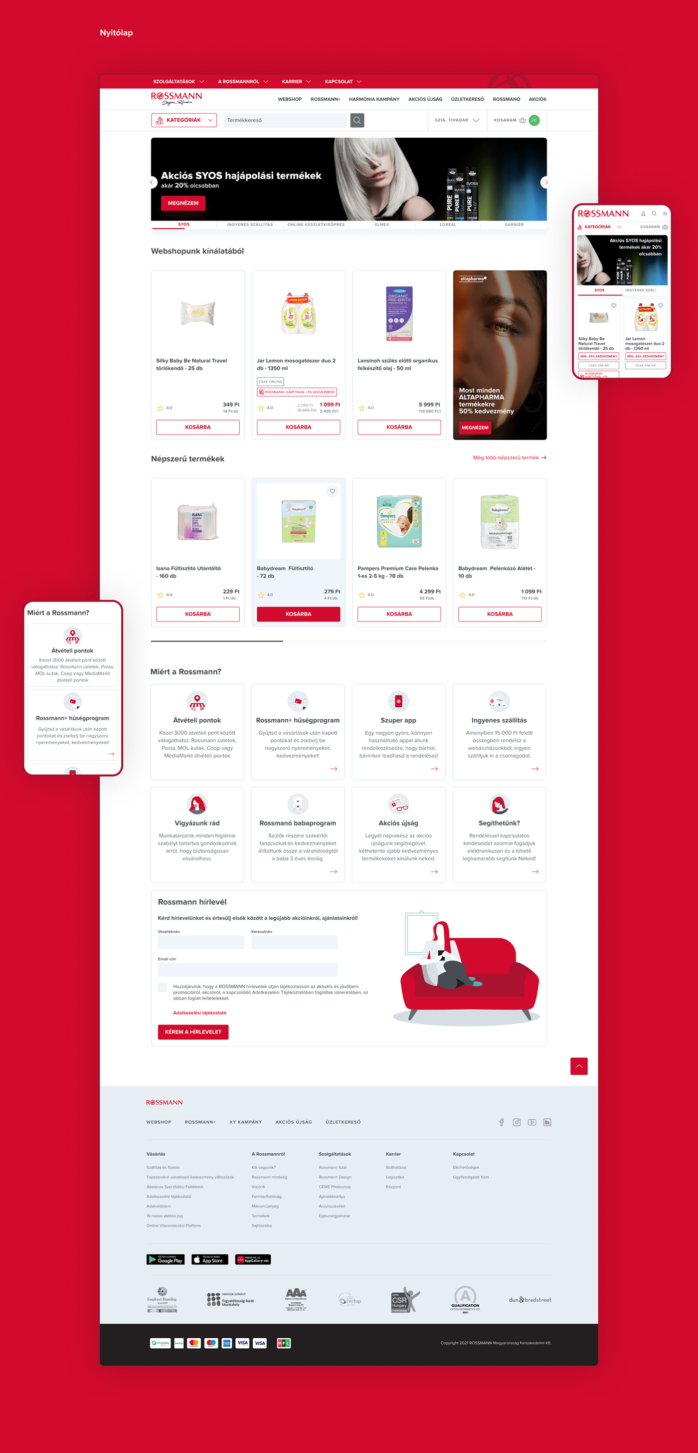 drogerie Figma red rossmann UI UI/UX ux Web Design  webshop webshop design