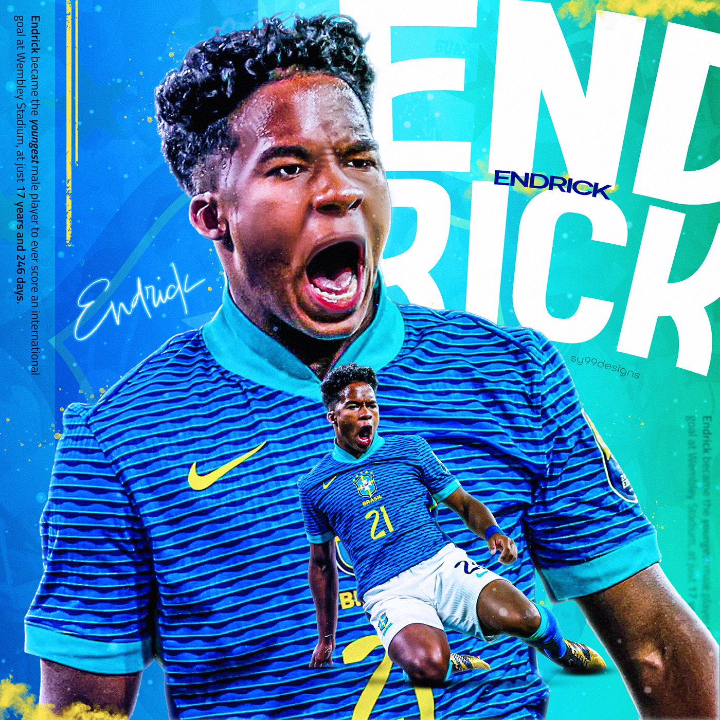 Brazil endrick Real Madrid SMSports graphic design  Football poster soccer designer Freelance football