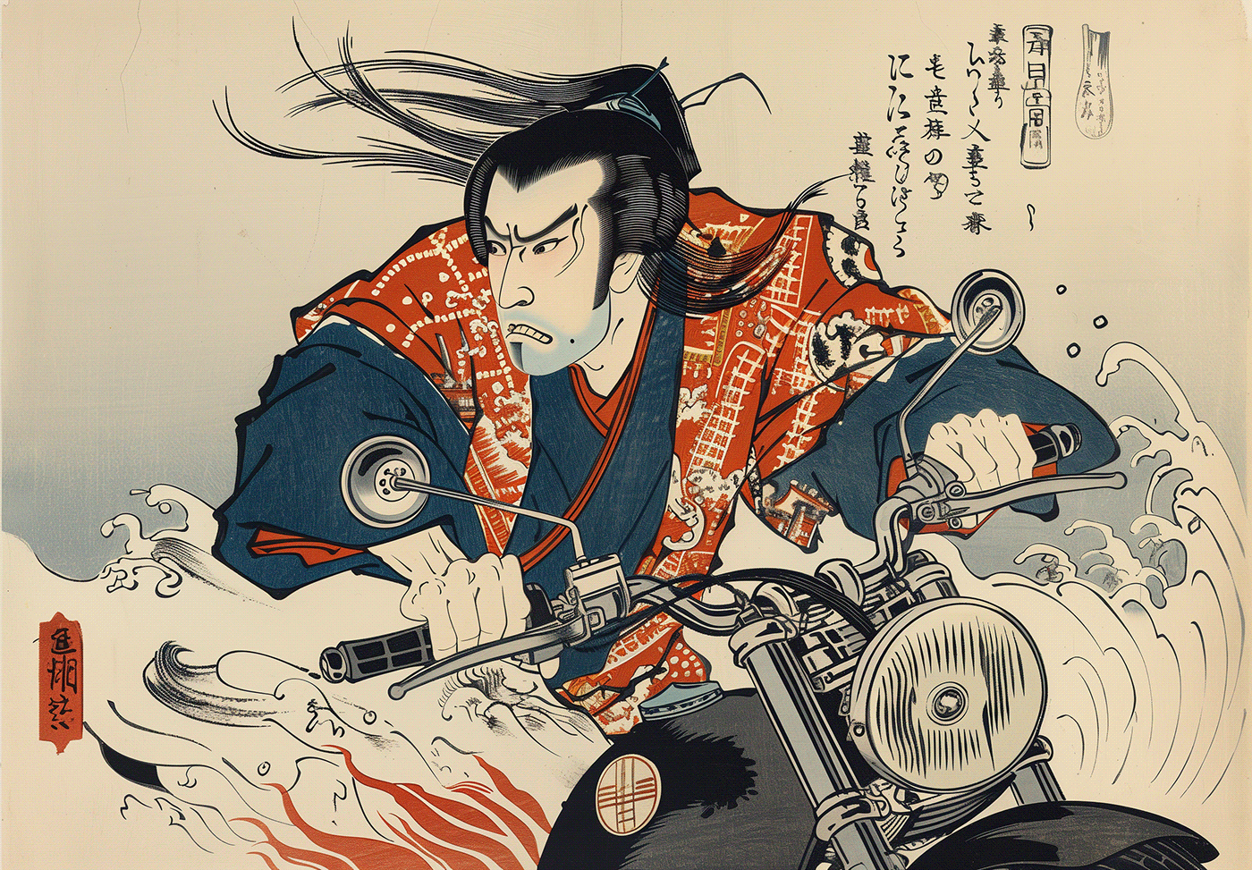 ILLUSTRATION  Digital Art  artwork digital illustration ukiyoe ukiyo-e 中国风   design motercycle