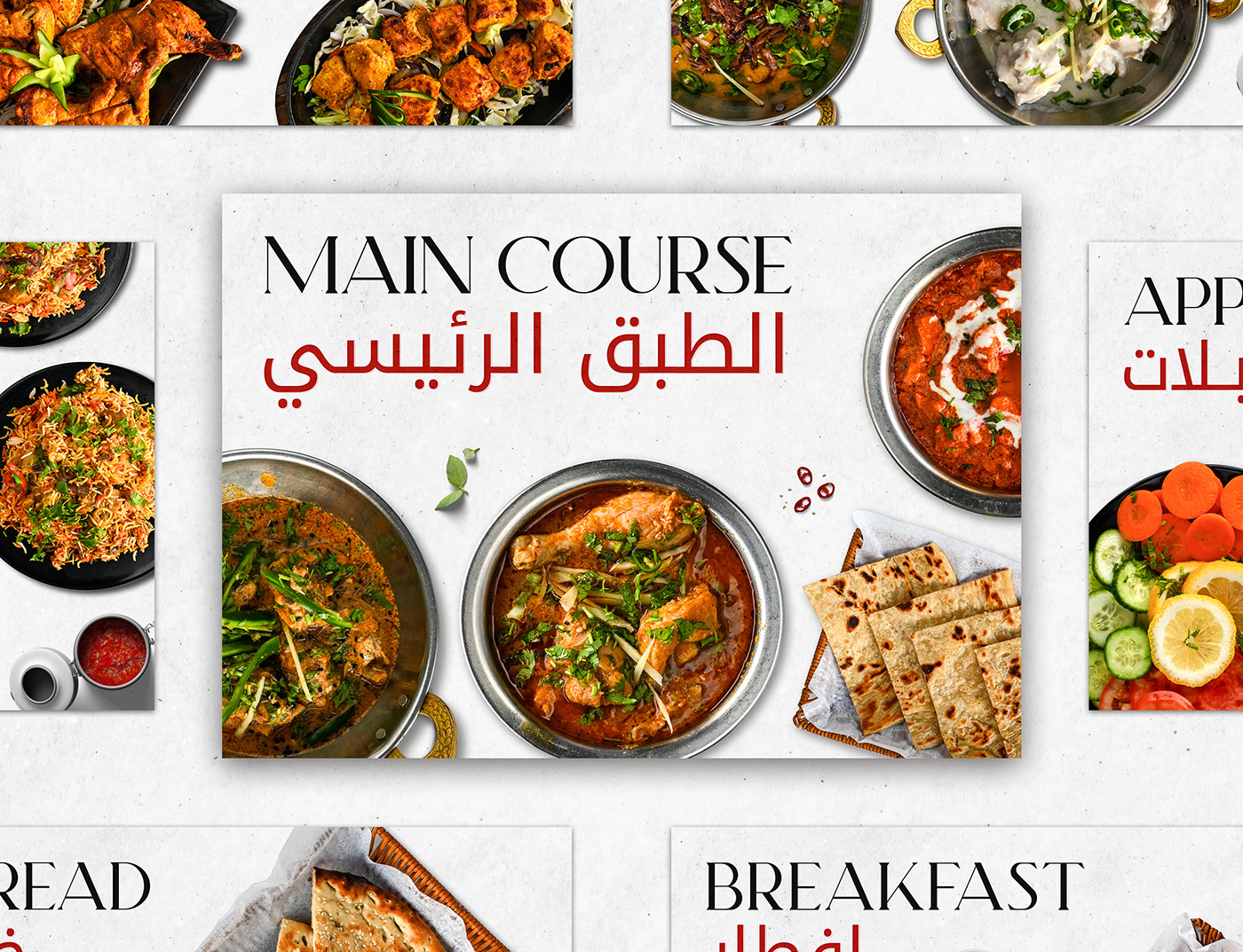 menu design print design  restaurant restaurant menu indian food saudiarabia food styling Advertising  brand identity restaurante