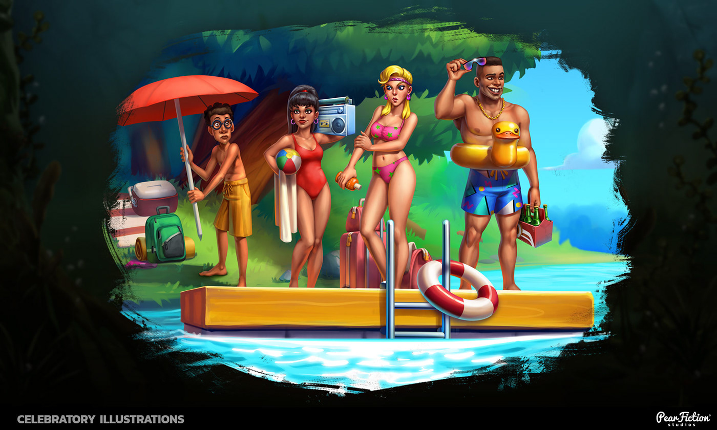 Character design  Digital Art  digital illustration concept art character art slot game slot game art piranhas