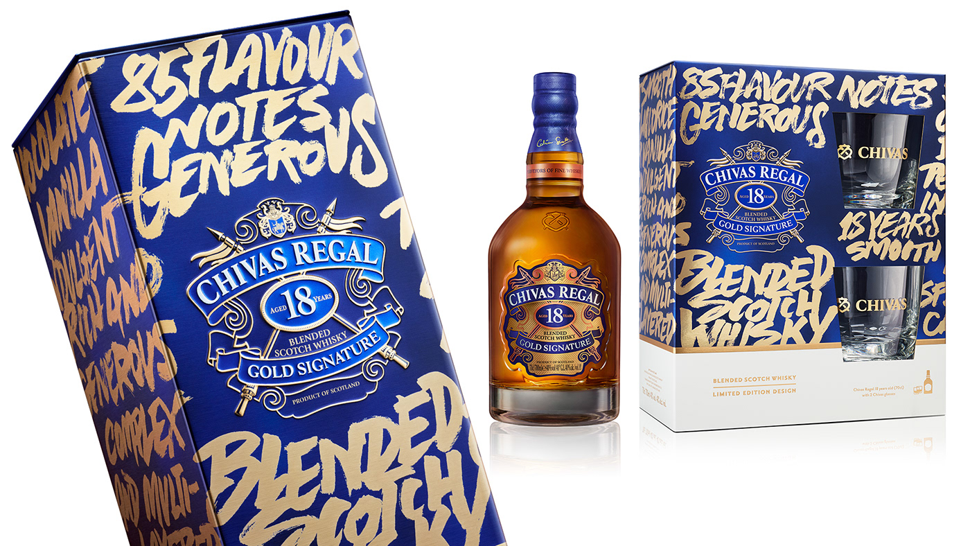 andreea robescu Andrei Robu artist collaboration artist collection beverage packaging chivas regal hand-painted limited edition packaging package design  whiskey packaging