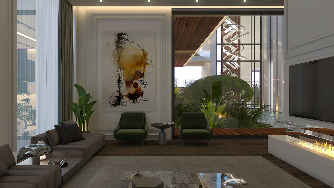 3D Render interior design  visualization 3ds max vray archviz modern Kuwait City Eslam Hamed