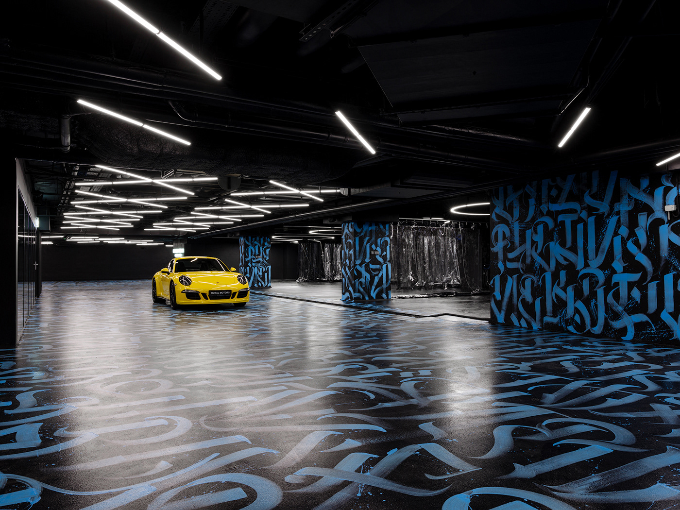 Автомойка кафе каллиграфия дизайн интерьера detailing Carwash Calligraphy   black Star gretaproject contemporary light 