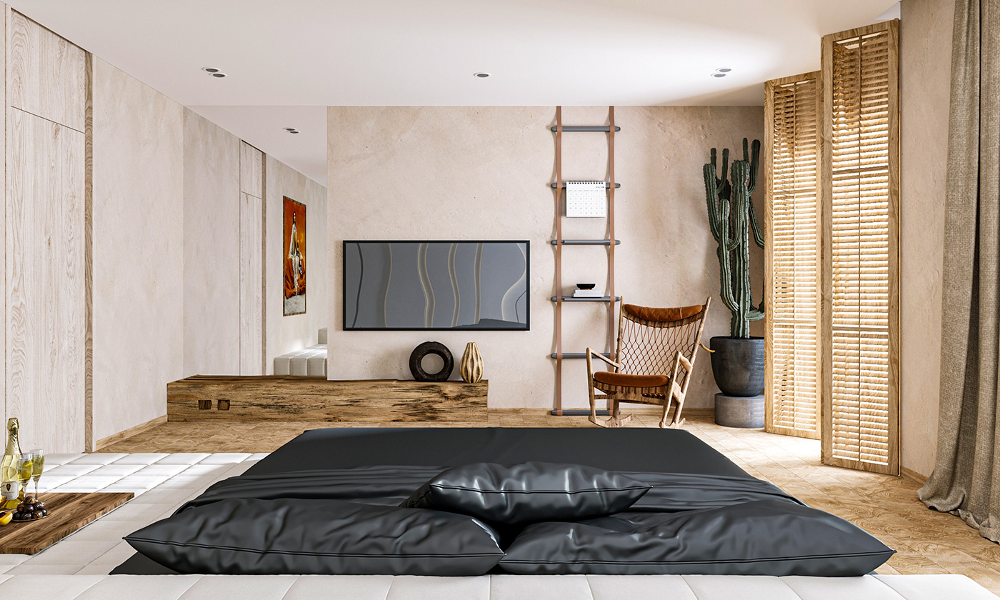 architecture bedroom CGI decoration Dubia furniture interior design  Photography  rattan visualization