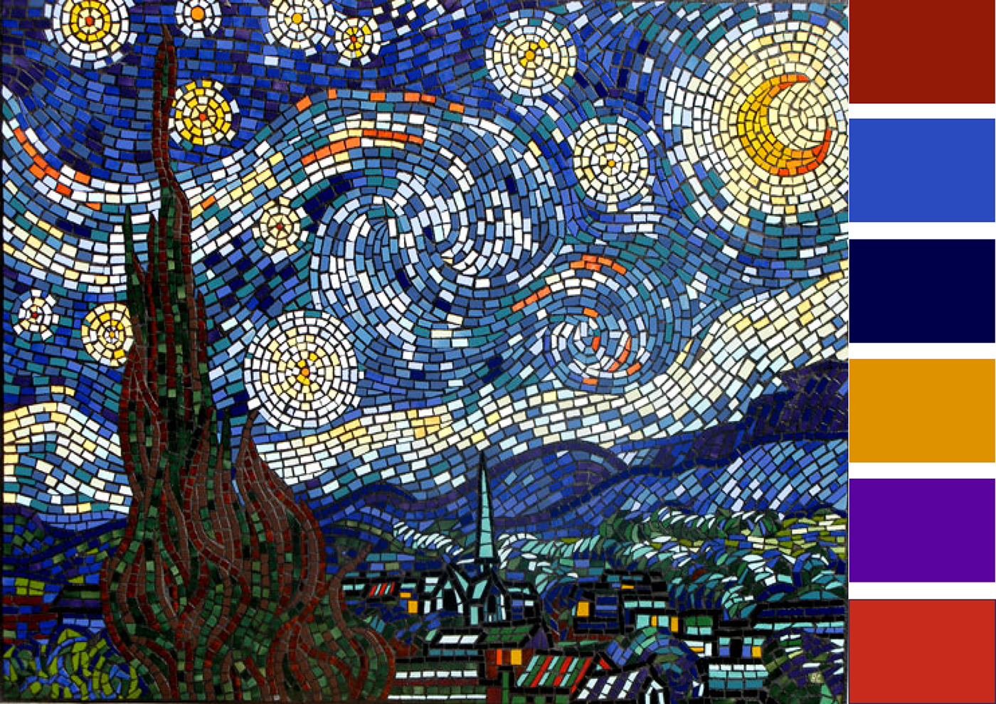 Пуантилизм Звездная ночь Ван Гог