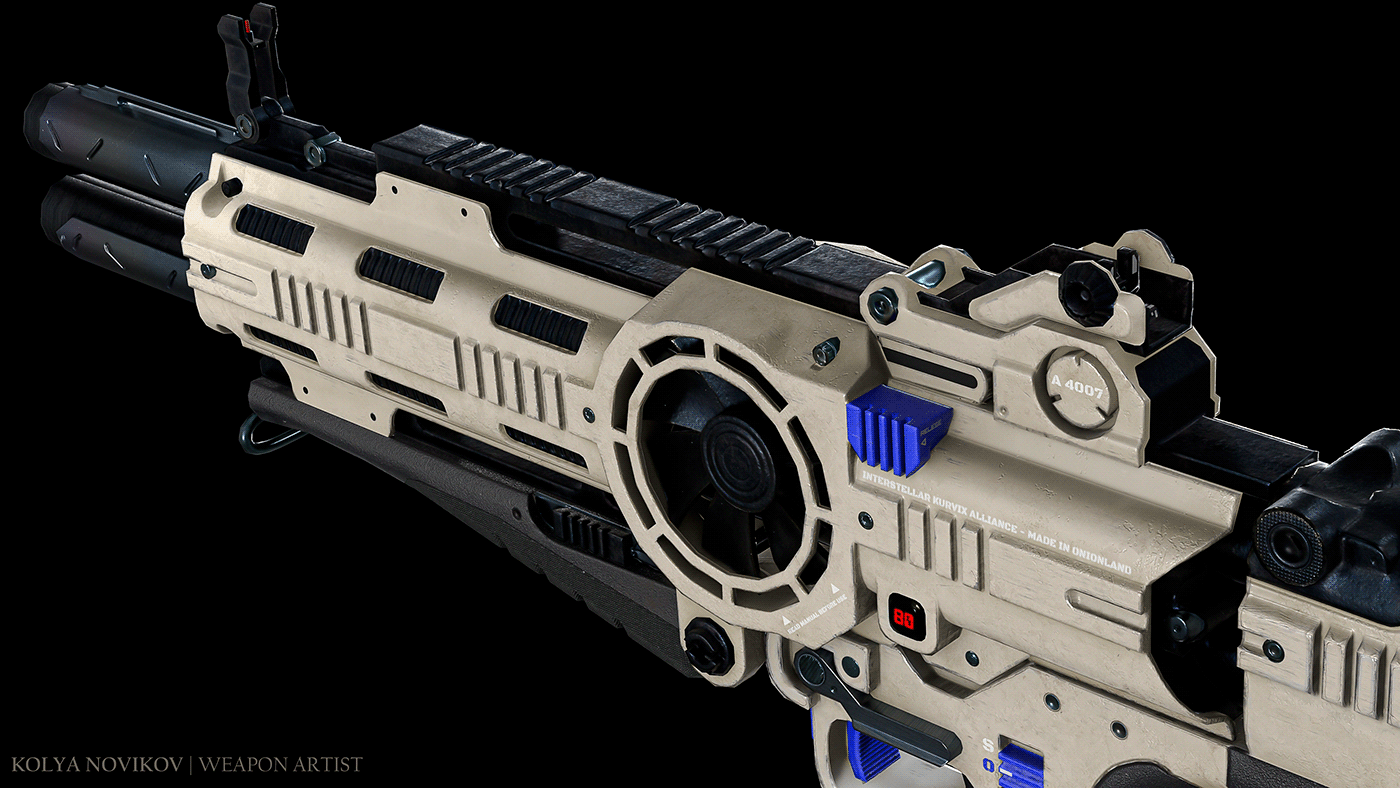 3D 3d modeling blender Render Weapon Gun gameready lowpoly props sci-fi