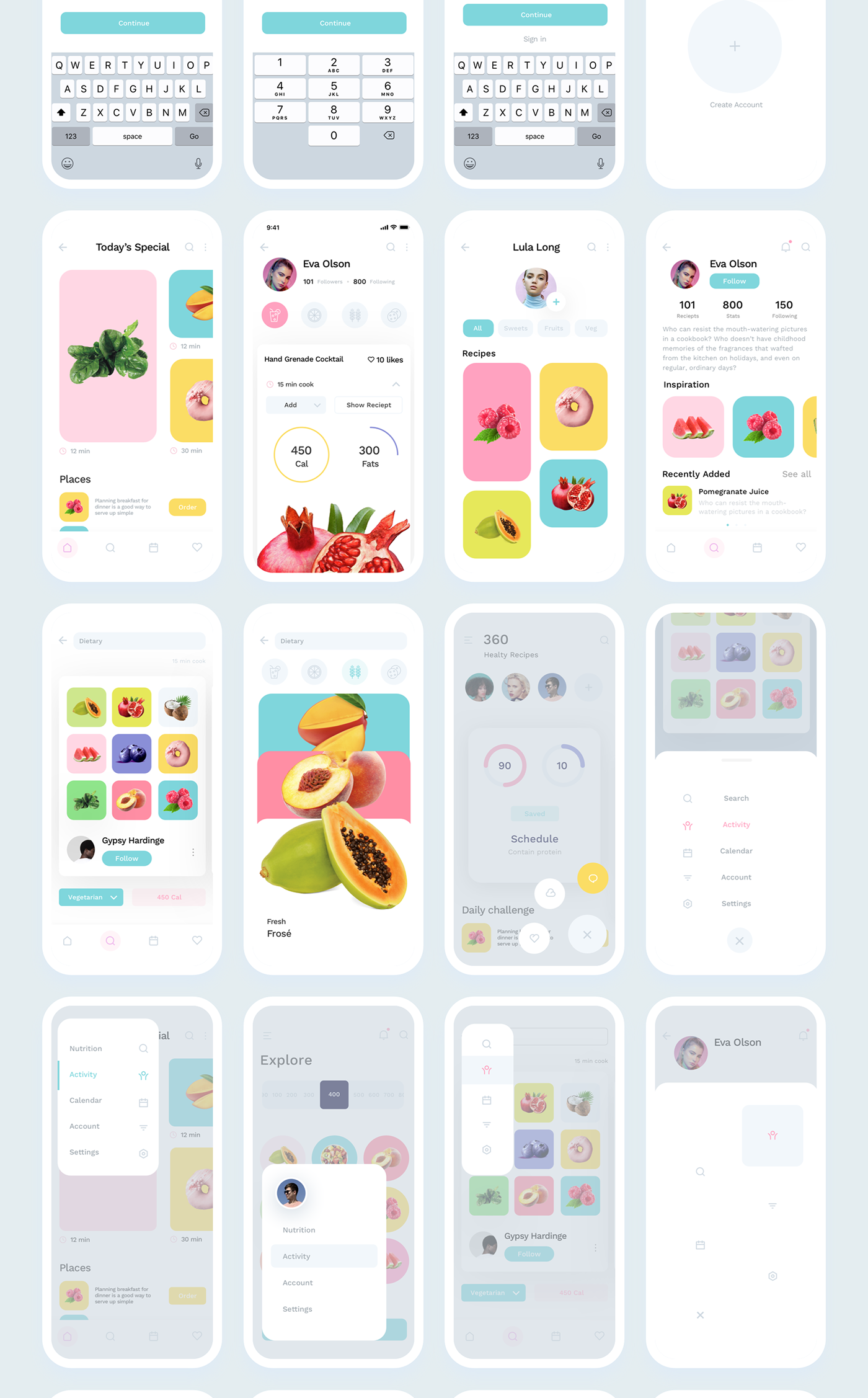 UI kit simple ios app iphone Food  Minimalism sketch Figma