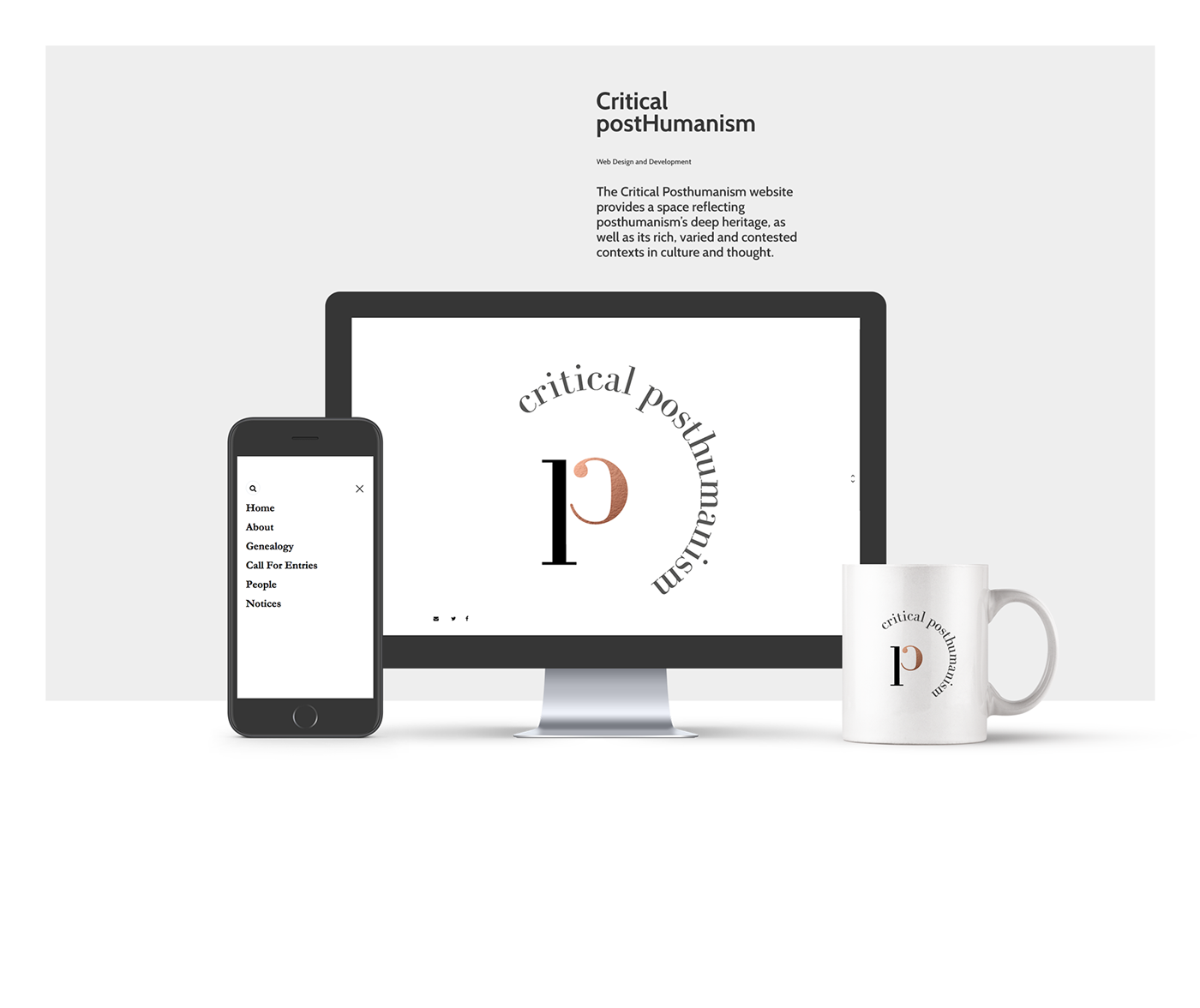 Webdesign minimal typography   monogram copper Website postcard