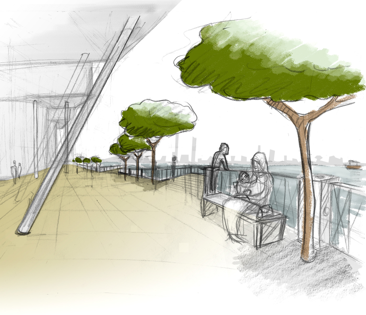 Drawing  sketches Landschaftsarchitektur Landscape Architecture  garden Perspective visualization architecture