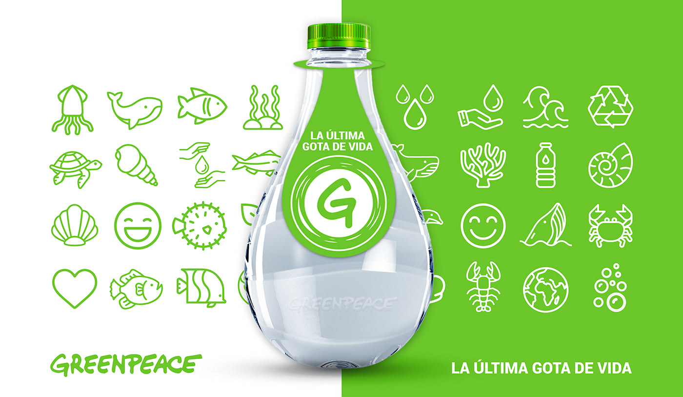 bottle bottle design box design environment Greenpeace package Packaging packaging design water Water Bottle