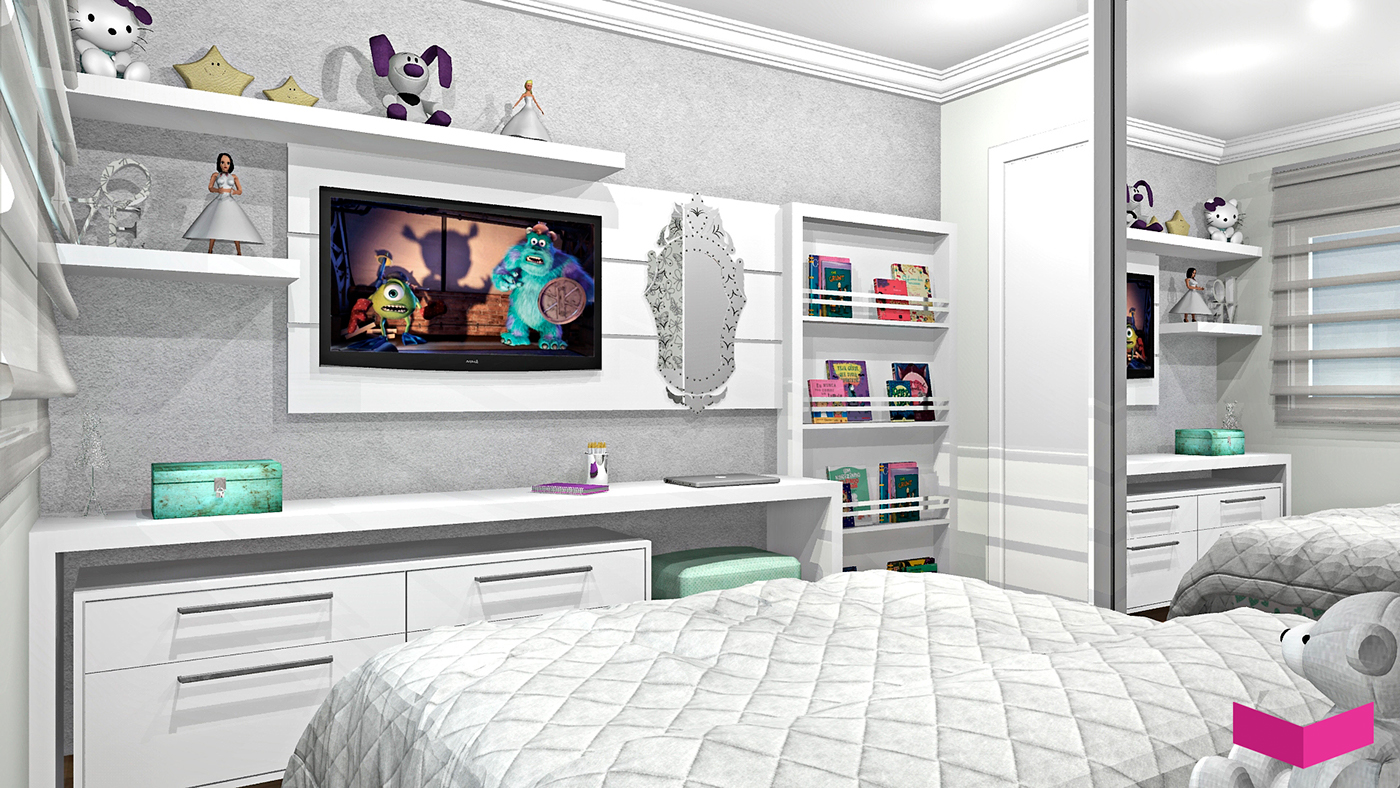 quarto infantil promob RenderUp room bedroom girlsroom 3D Quarto de Menina CG interior design 