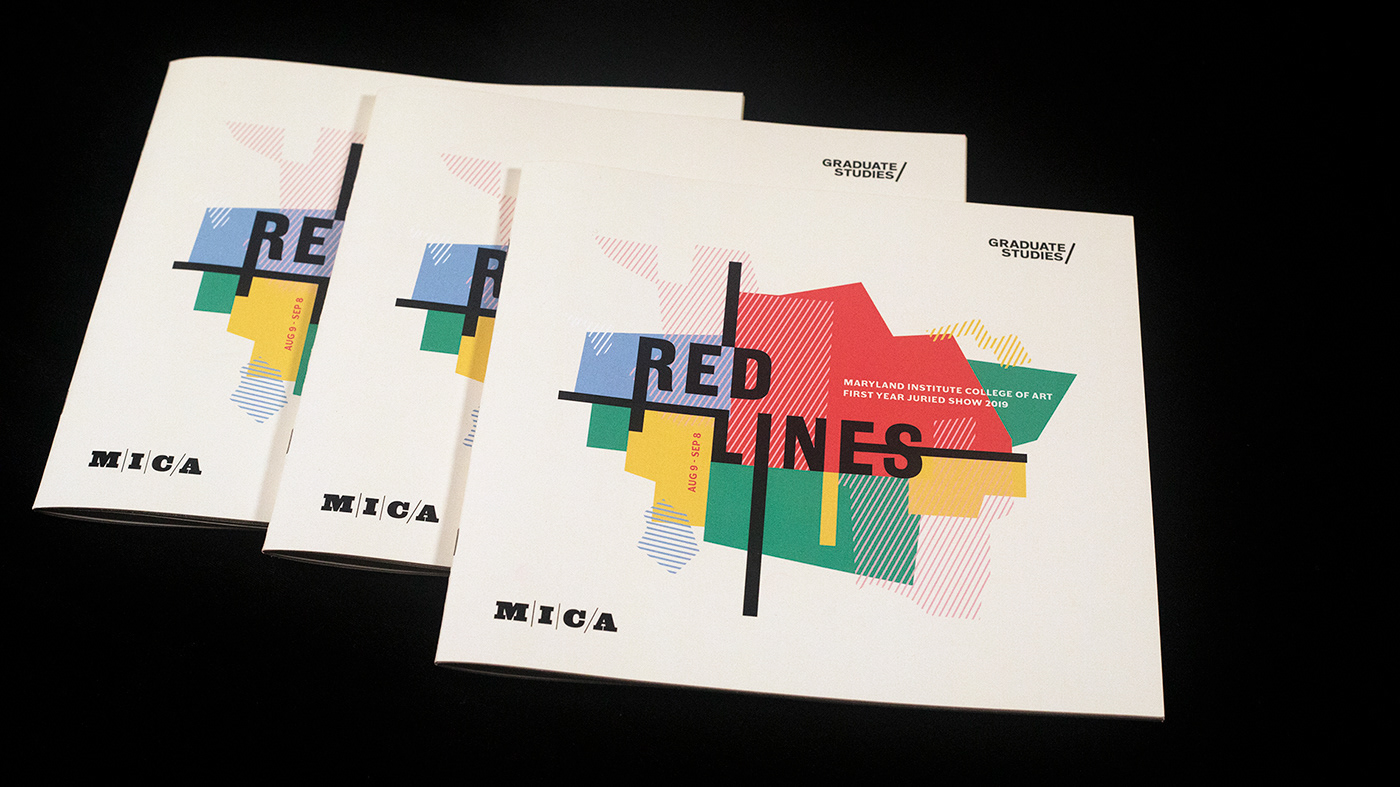 Baltimore branding  Catalogue exhibition identity first year juried show maps MICA publication REDLINING typography  