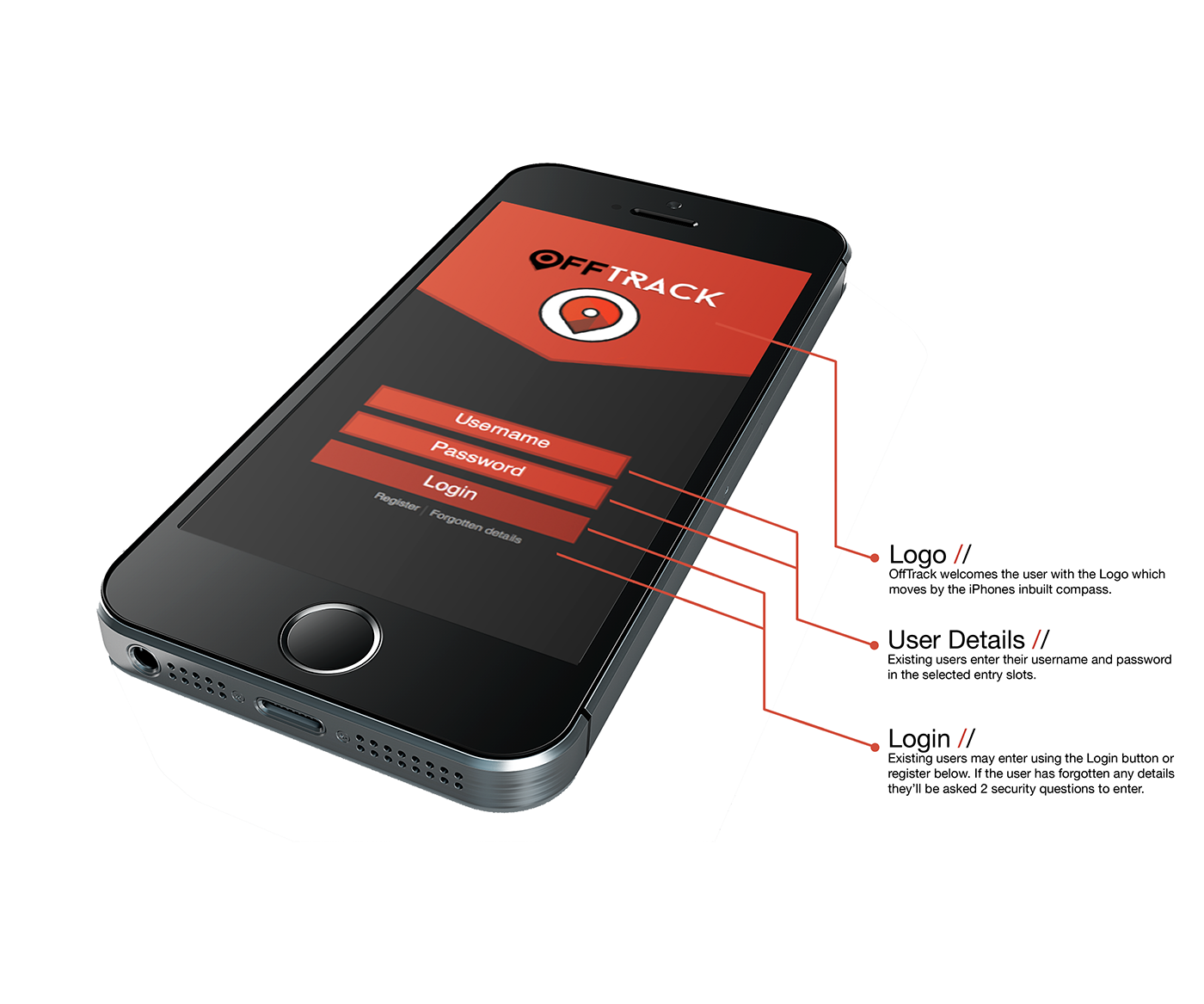 Offtrack UI ux app ios Travel gps concept design