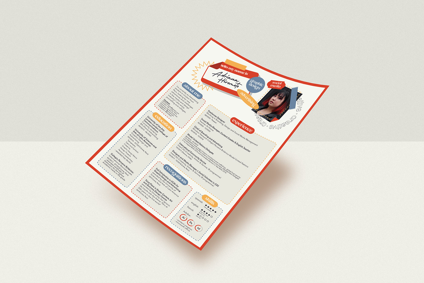 Advertising  CV design designer Experience job media Resume social media Work 