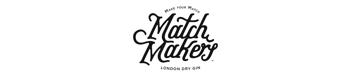 Gin label logo ad packaging design hand lettering typography.
