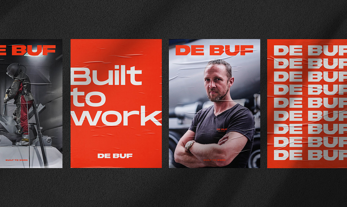 Poster designs with logo and copy for De Buf.